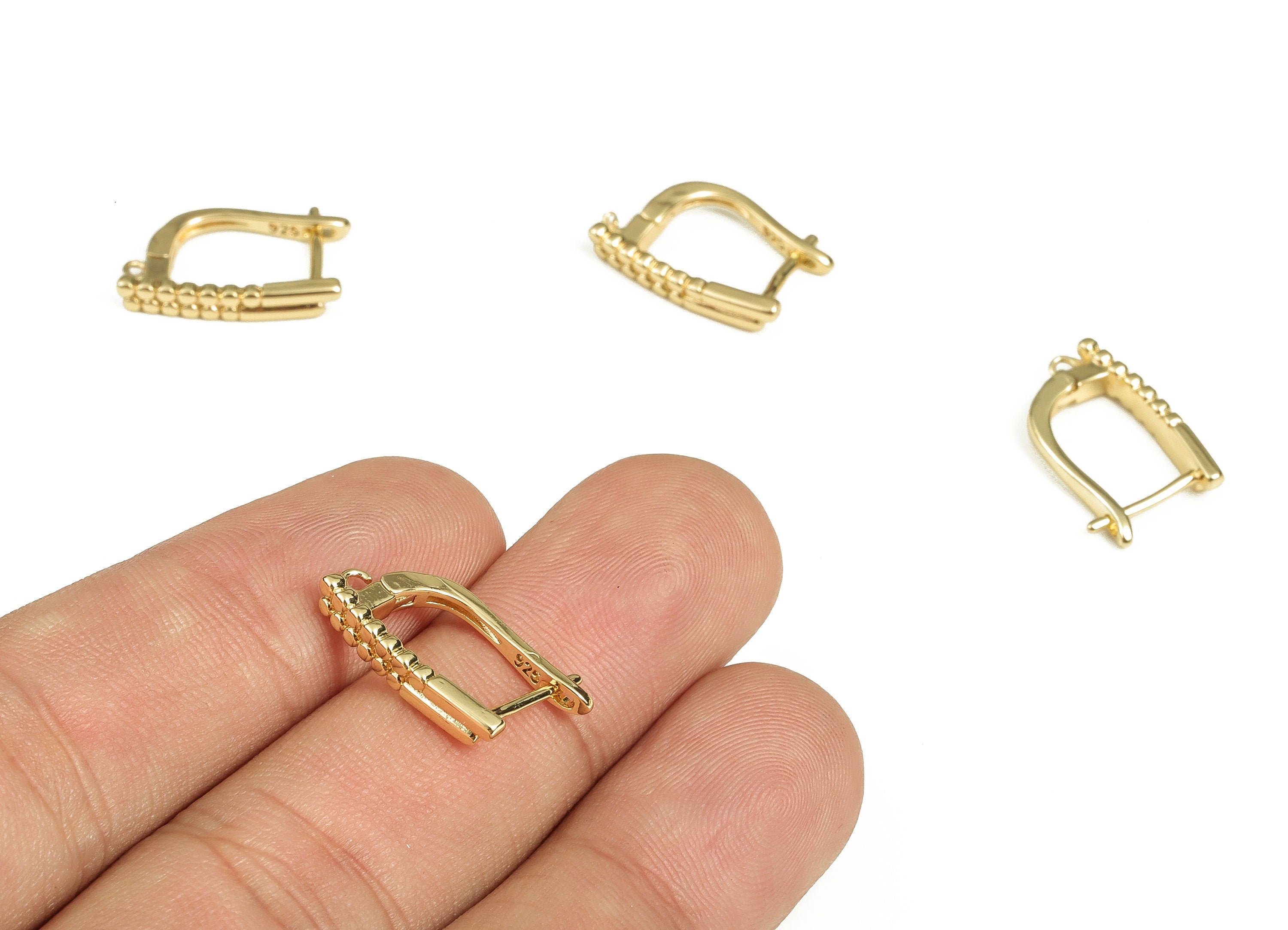 Brass Stud Earrings – Brass Stud Earrings Finding With Hole Loop – 18K Real Gold Plated Brass - Jewelry Supplies - 17.6x11.8x3.1mm - RGP3871 - DOMEDBAZAAR