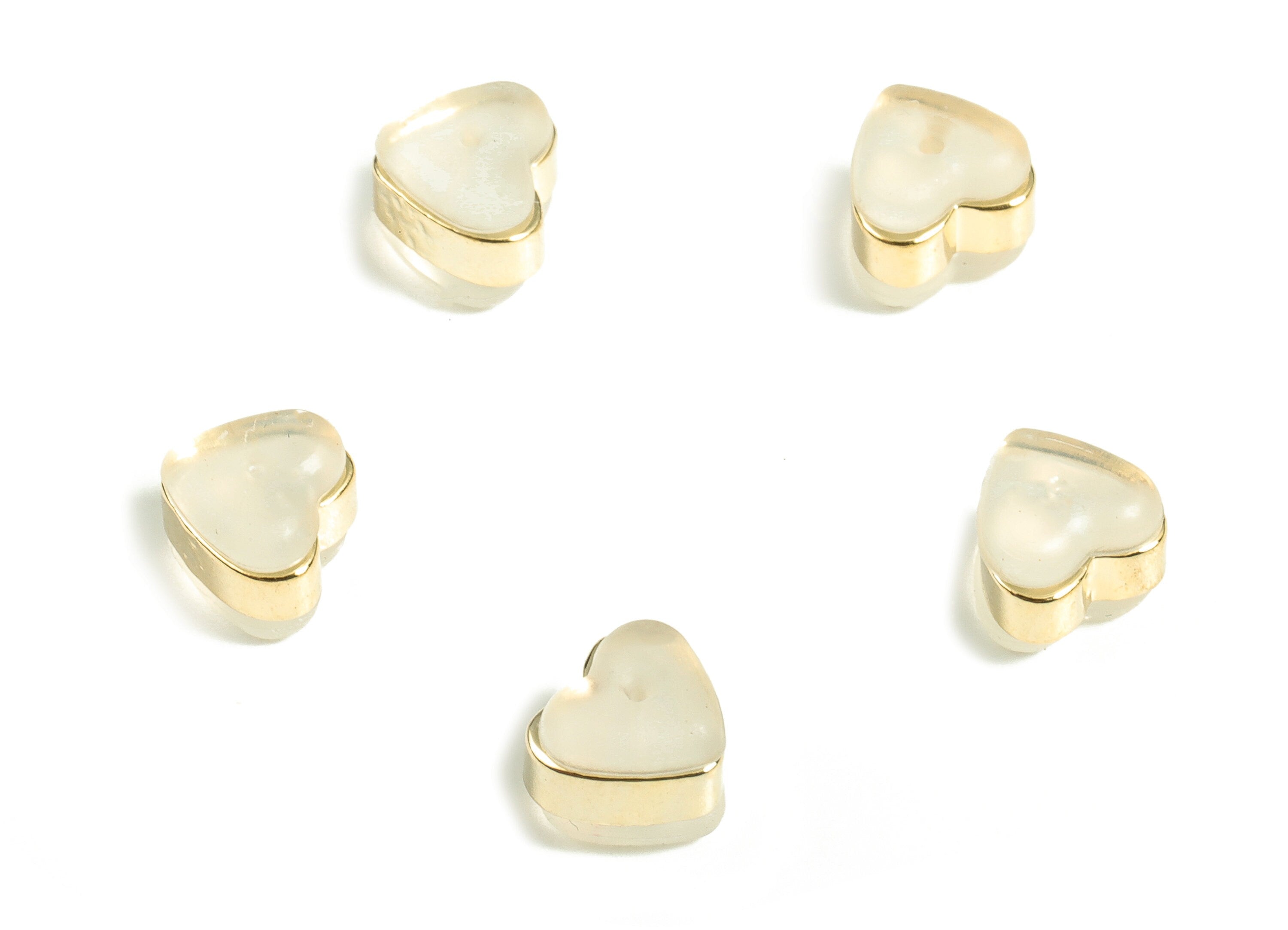 Brass Heart Rubber Earring Plastic - Gold Heart Rubber Earring Stopper - 18K Real Gold Plated Brass - 6.01x6.27x5.62mm - RGP3889 - DOMEDBAZAAR
