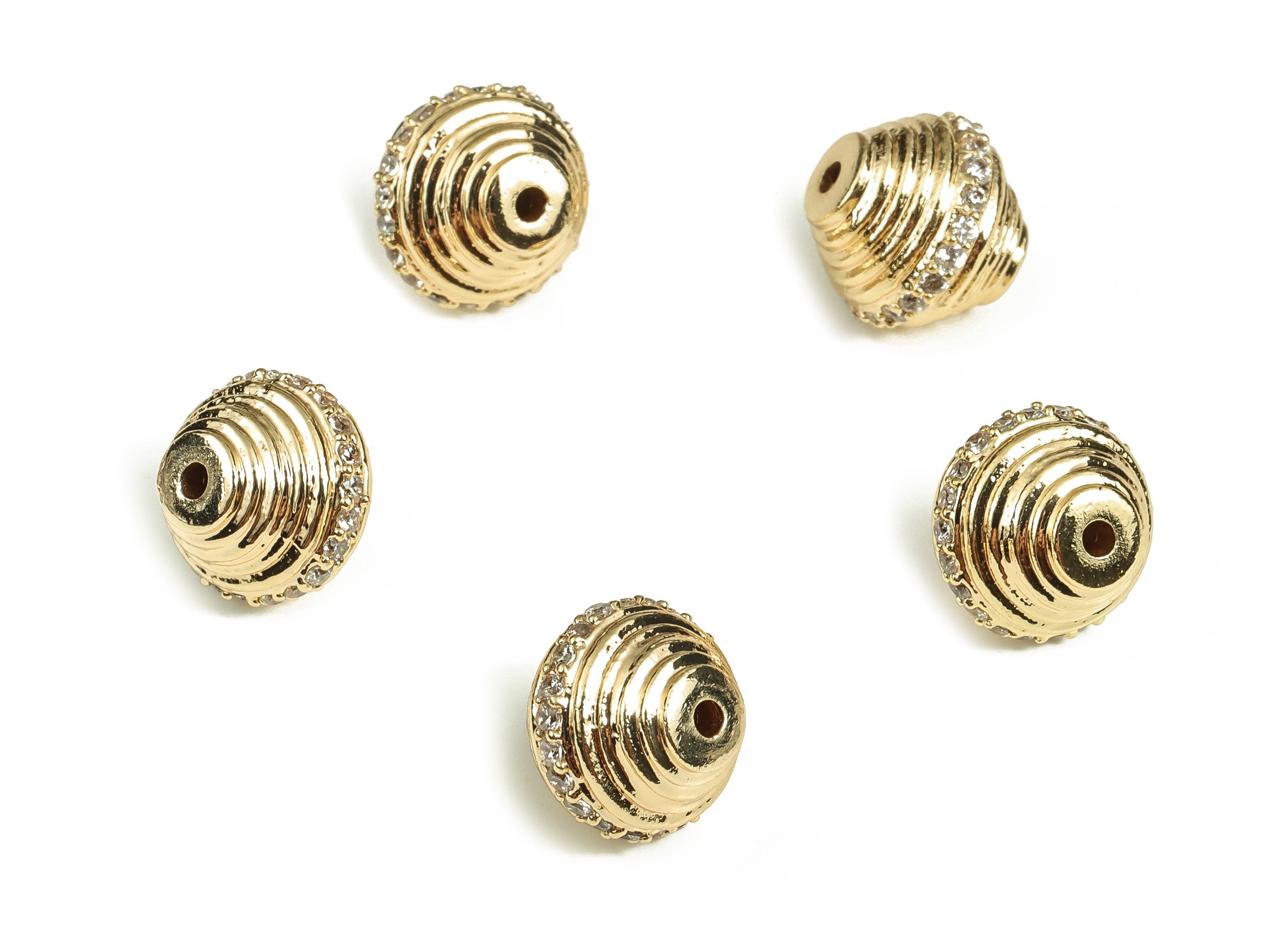 Brass Sea Snail Earring Charms - Gold  Pendant With Zircon- 18K Real Gold Plated  -  Jewelry Making Supplies  - 11.03x12.08x1.59mm - RGP3678 - DOMEDBAZAAR