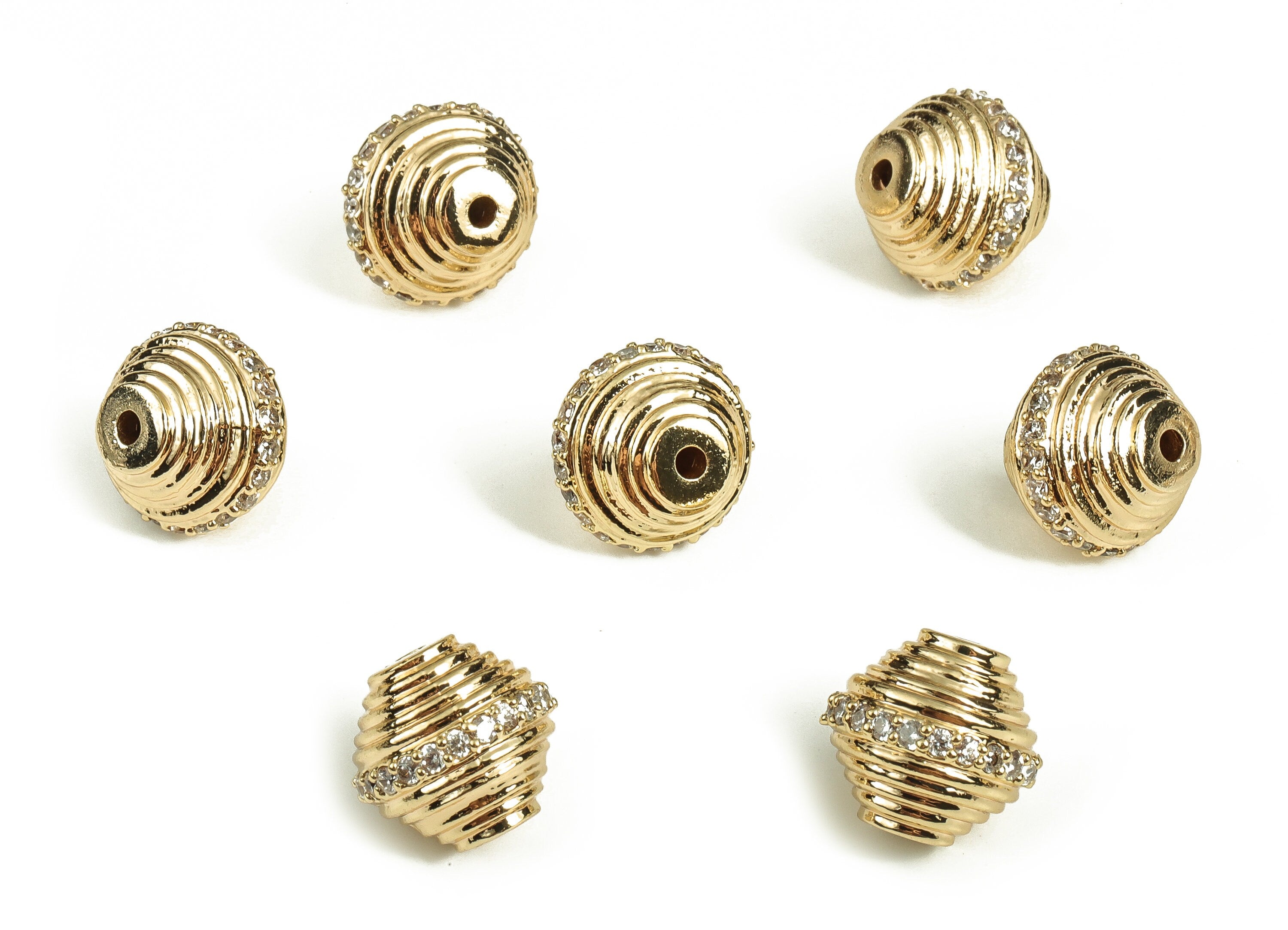 Brass Sea Snail Earring Charms - Gold  Pendant With Zircon- 18K Real Gold Plated  -  Jewelry Making Supplies  - 11.03x12.08x1.59mm - RGP3678 - DOMEDBAZAAR