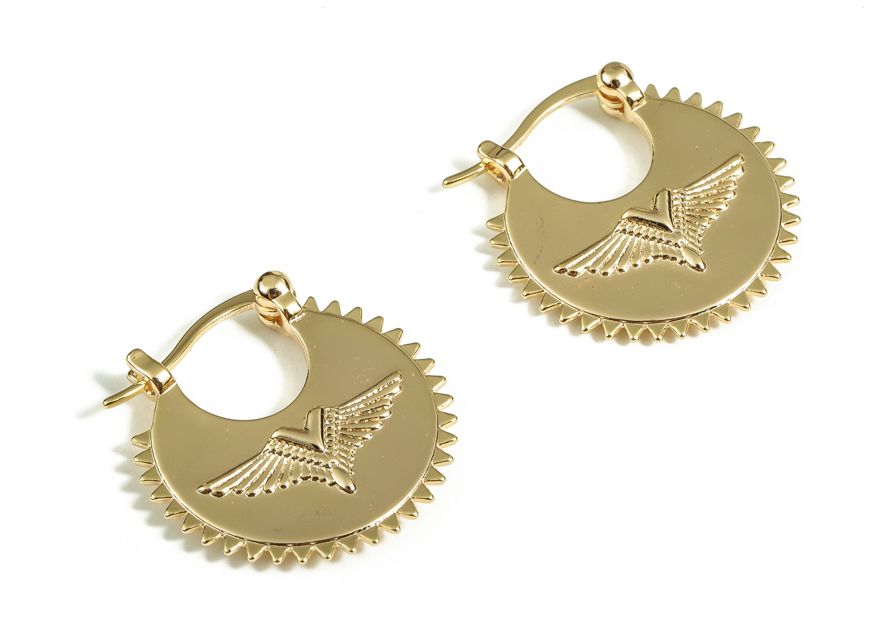 Brass Round Earring Clasp - Gold Plain Symbol - 18K Real Gold Plated Brass Clasp - Jewelry Making Supplies - 23.33x22.54x3.54mm - RGP3811 - DOMEDBAZAAR