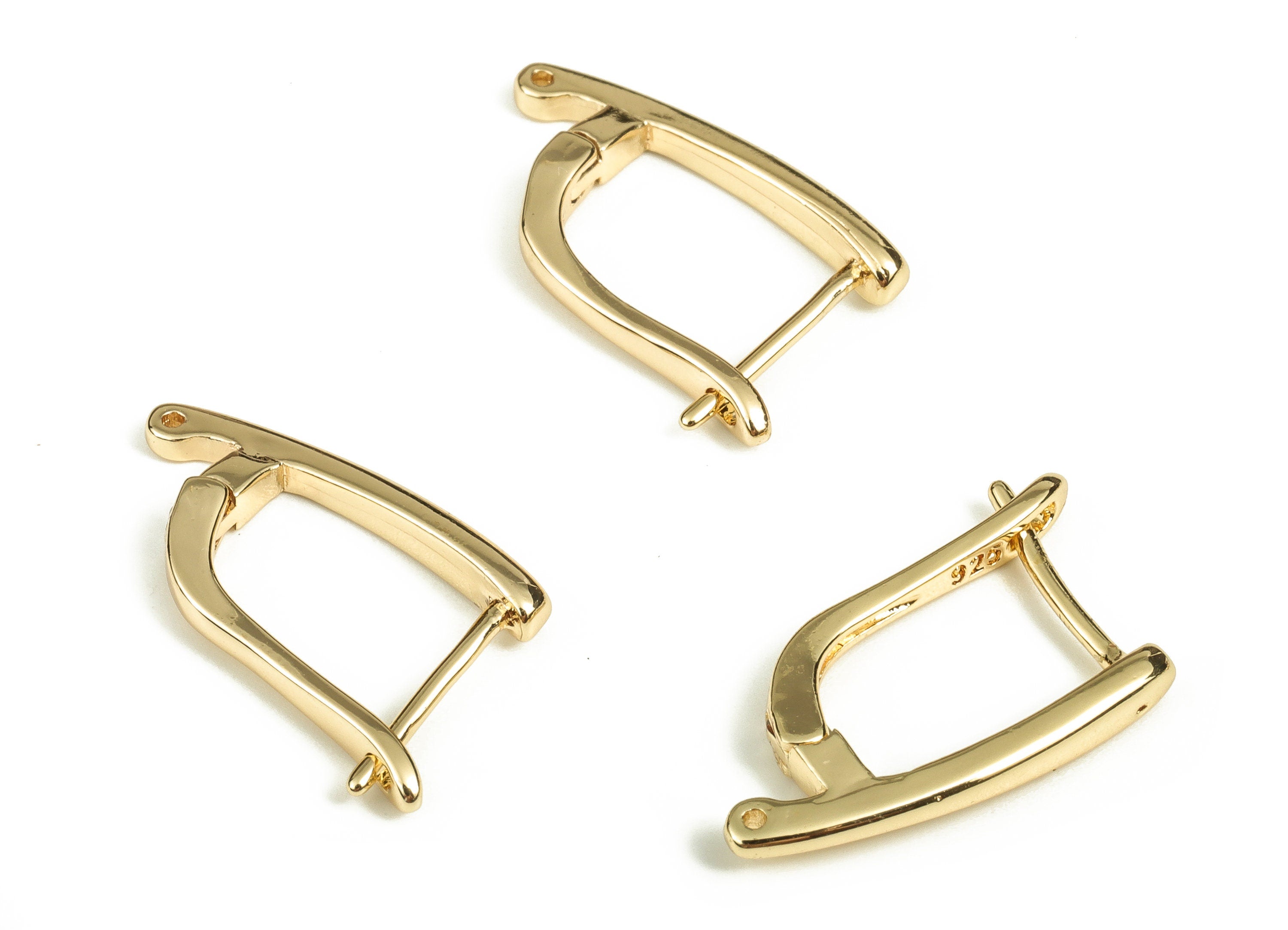 Brass Stud Earrings - Gold Plated Stud Earring with Loop - 18k Real Gold Plated Brass - Jewelry Making Supplies - 21.15x11.9x2.5mm - RGP3896 - DOMEDBAZAAR
