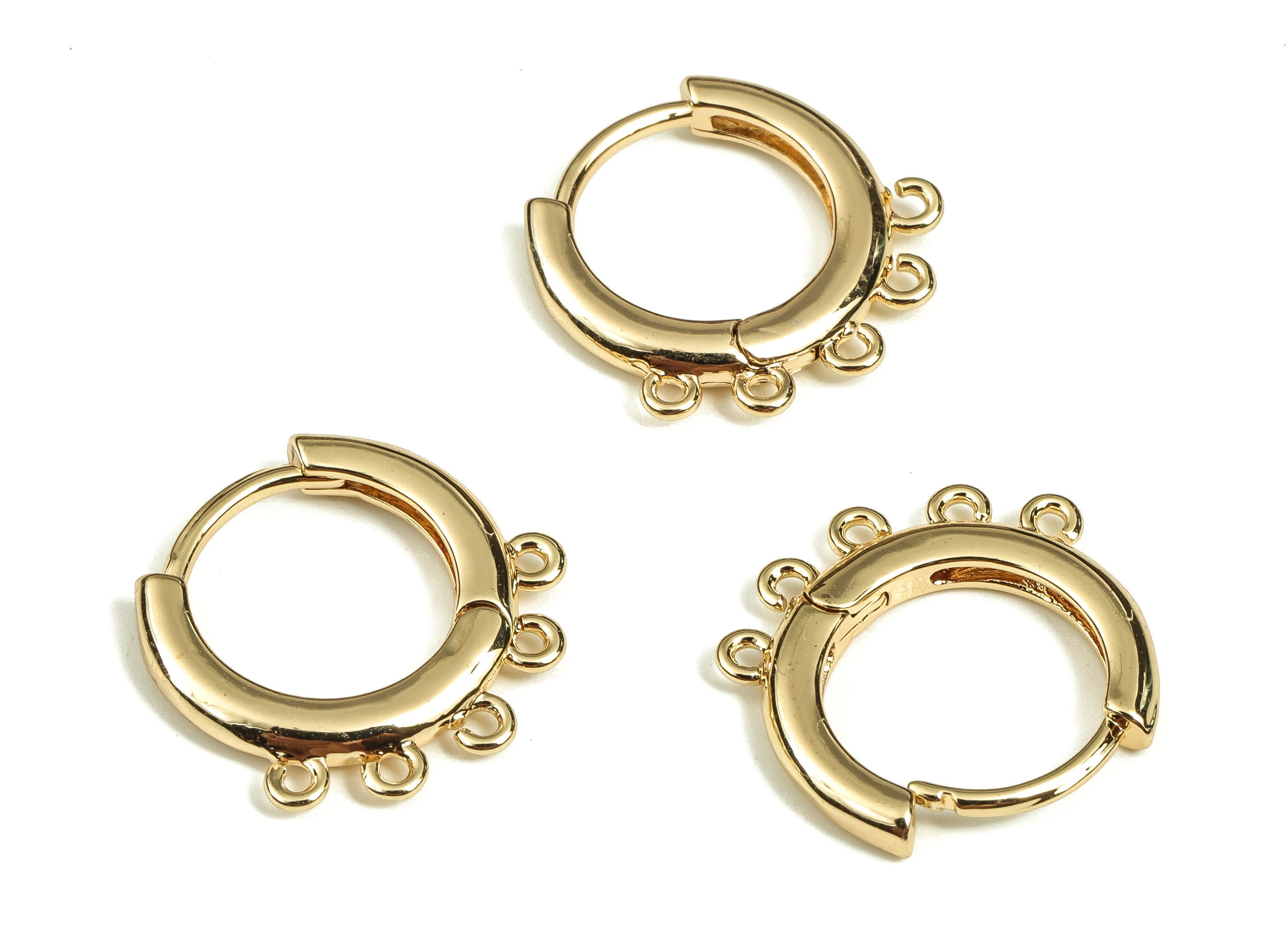 Gold Huggie Hoop Earrings - 18K Gold Plated Brass Hoop Findings - 5 Loops Gold Hoops - Jewelry Making Supplies - 14.88x14.12x2.13mm- RGP3727 - DOMEDBAZAAR