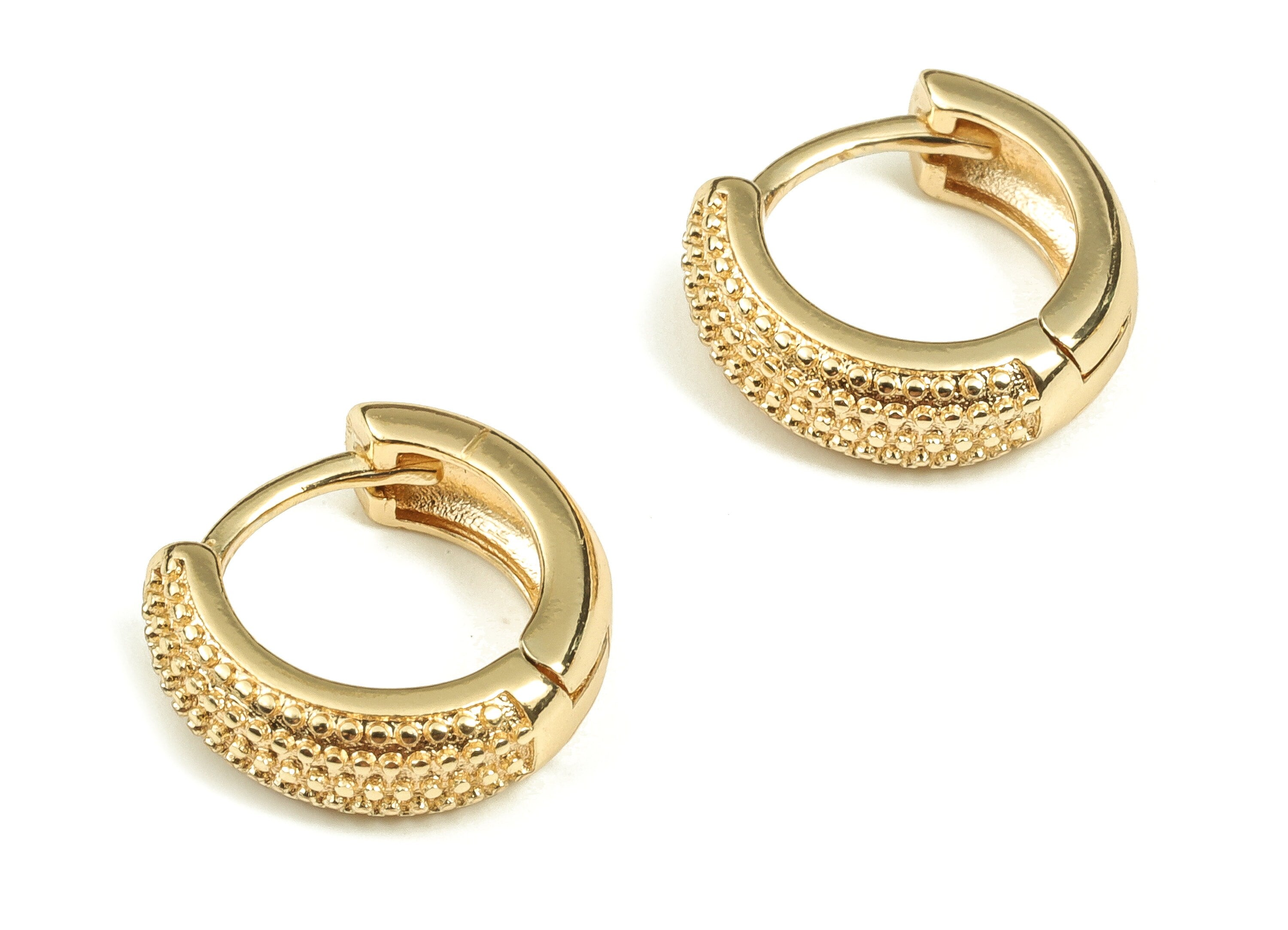Brass Round Hoop Earrings - Dainty Earrings - Huggie Hoop Earrings -  18k Gold Plated Brass - Jewelry Supplies -11.59x12.43x3.99mm - RGP3723 - DOMEDBAZAAR