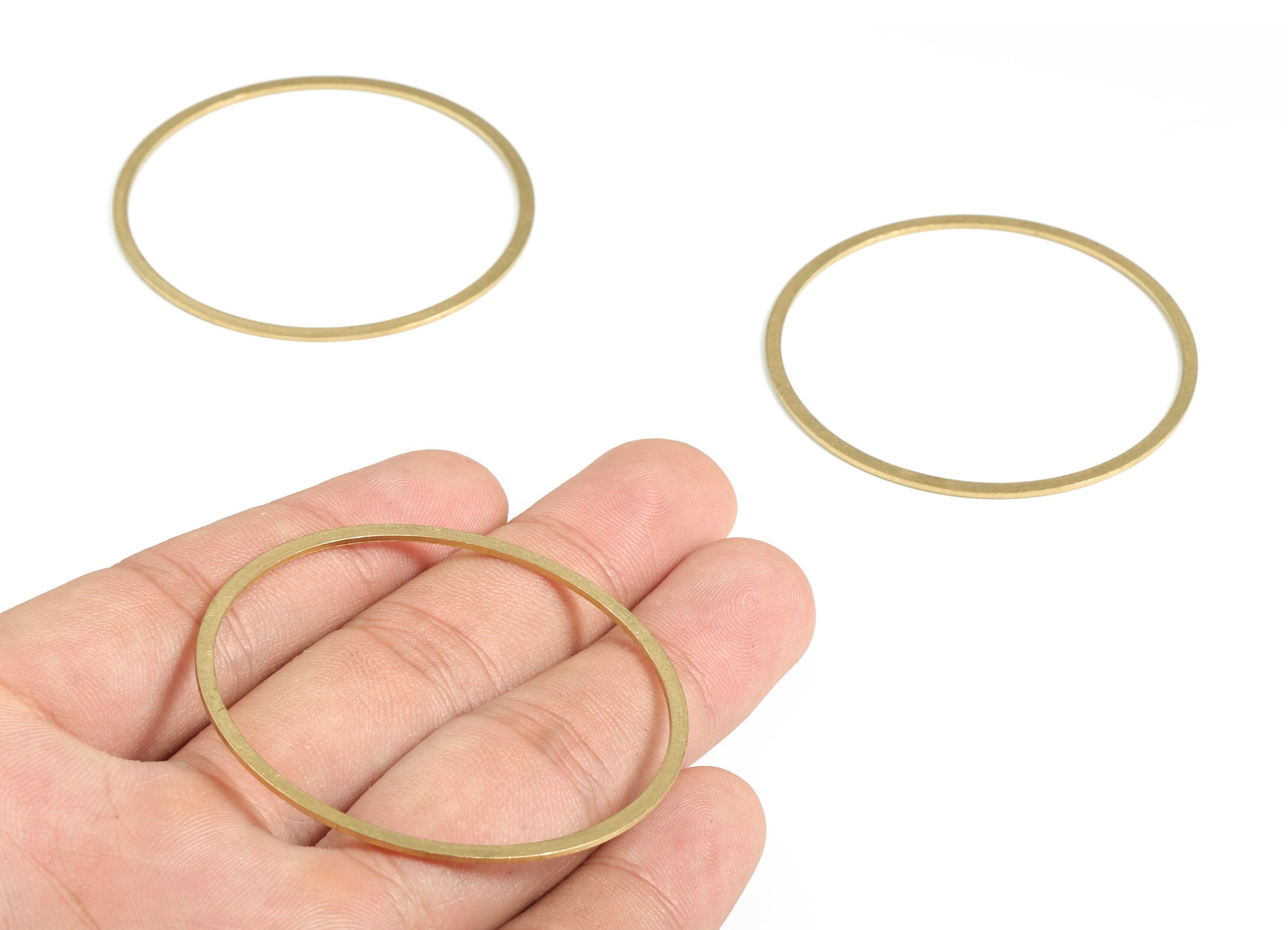 Raw Brass Circle Pendants - Raw Brass Round Connectors - Closed Loop Rings - Earring Findings - Jewelry SuPPlies - 50x2.0x1.0mm - PP4139-50 - DOMEDBAZAAR