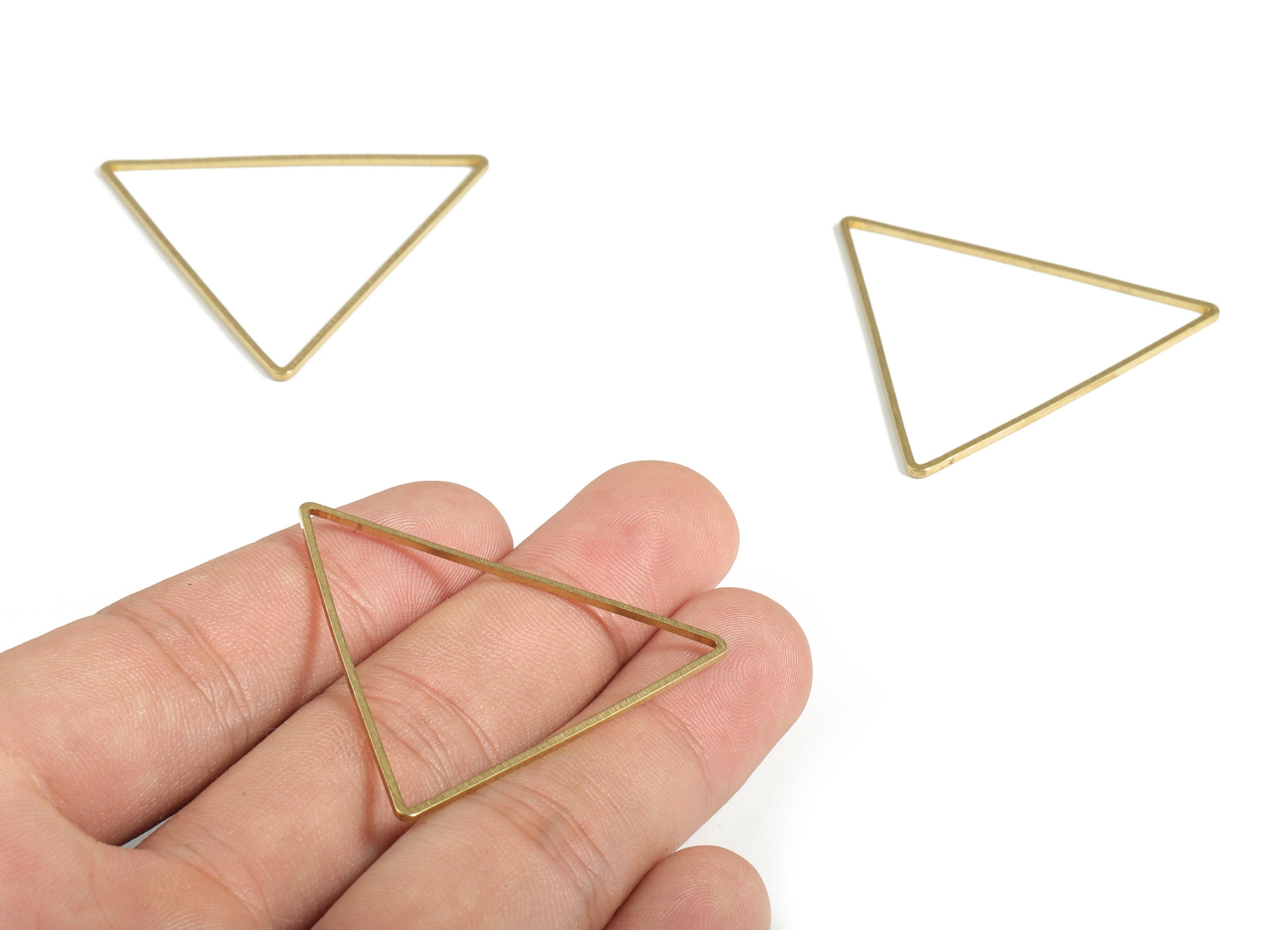 Brass Triangle Charms - Raw Brass Triangle Pendant - Earring Finding - Brass Link Connector - Jewelry Supplies - 38.0x1.0x1.0mm - PP4144-45 - DOMEDBAZAAR