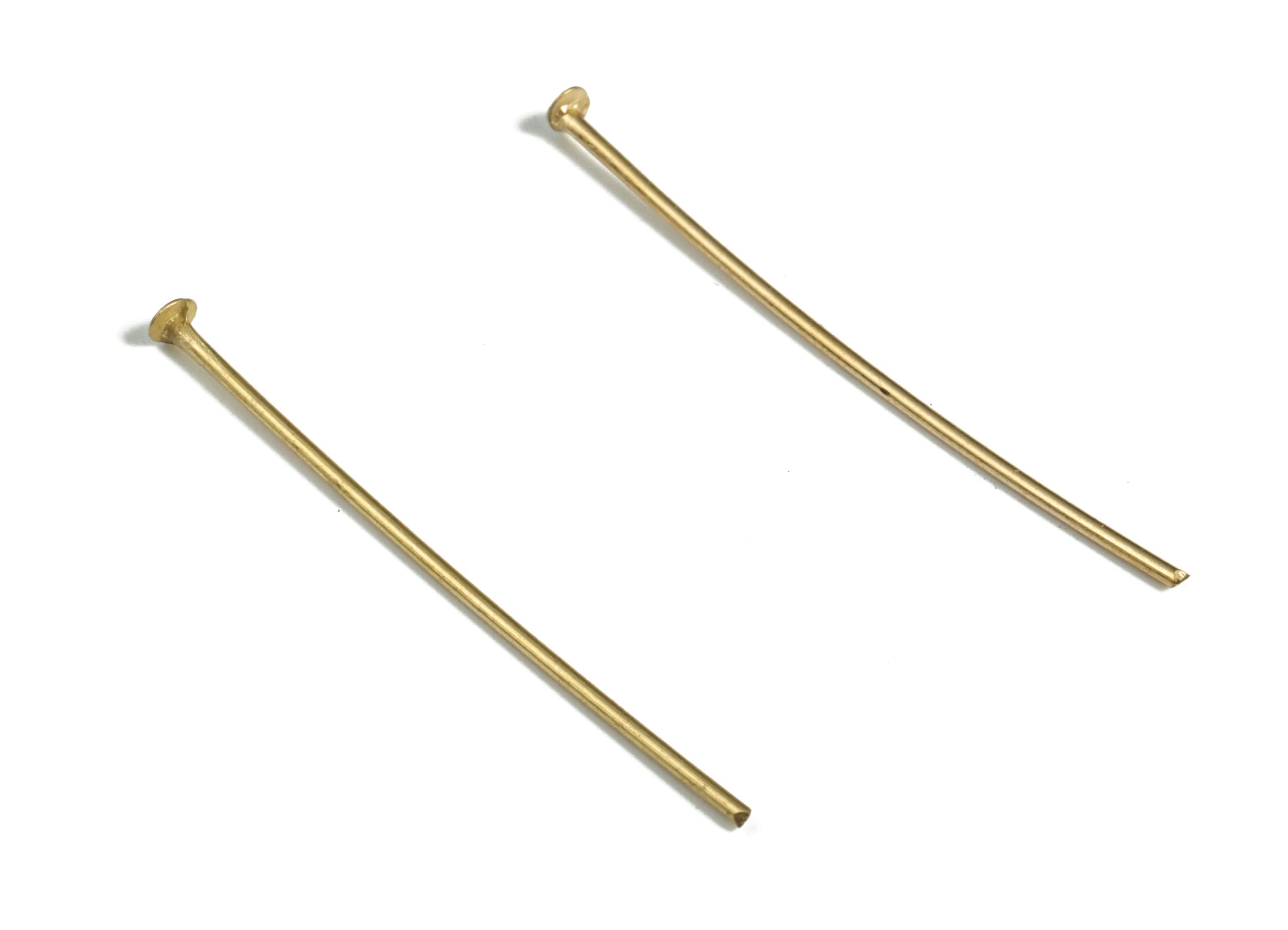 Brass Head Pins - Brass Pins for DIY Necklaces and Bracelets - Brass Earrings Findings – Jewelry Making Supplies - 30x0.68mm - PP4146-30 - DOMEDBAZAAR
