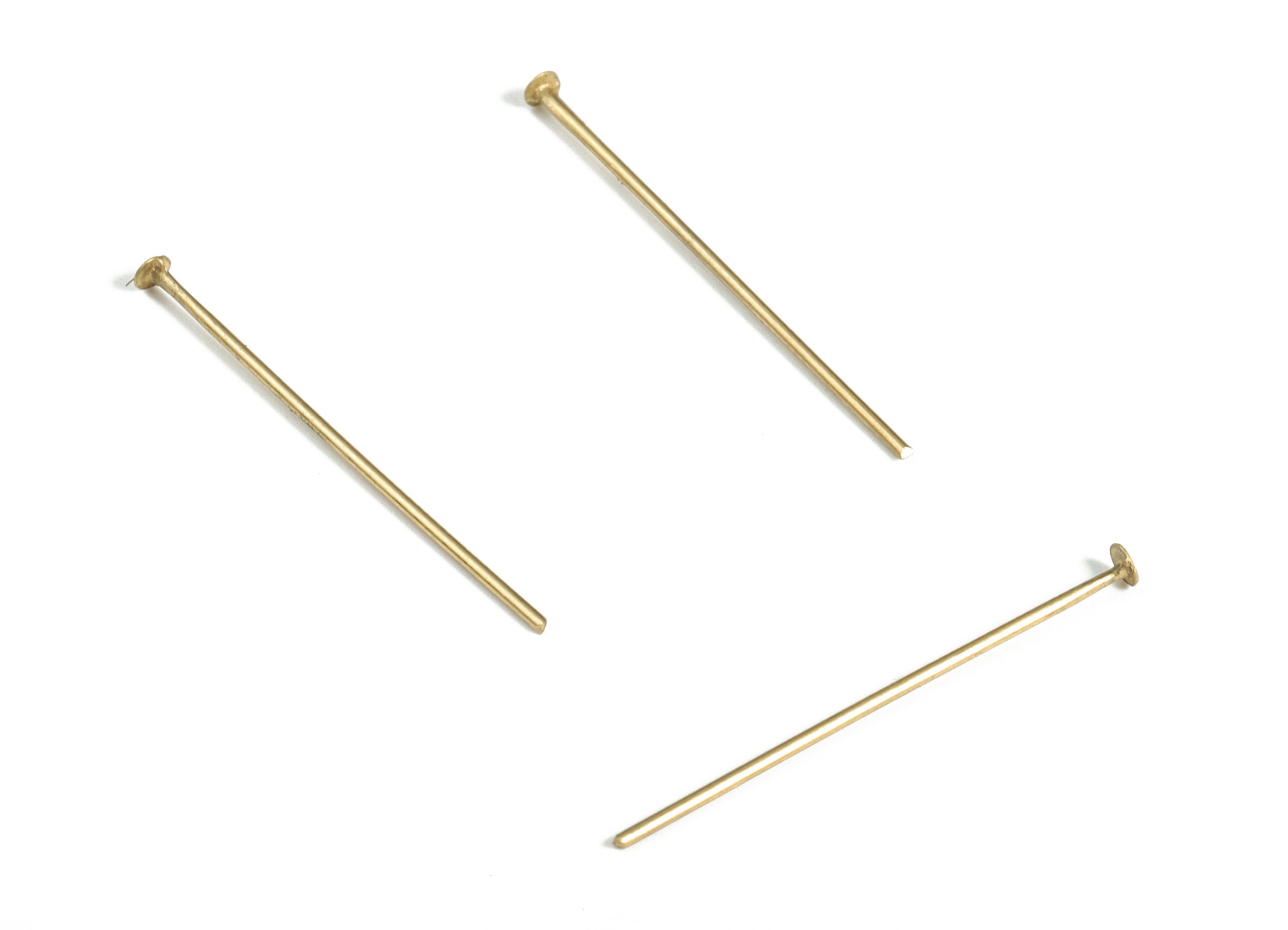 Brass Head Pins – Raw Brass Flat Round Headpin – Head T Pin – Brass Jewelry Findings - DIY Jewelry Supplies - 26x0.68mm- PP4146-26 - DOMEDBAZAAR