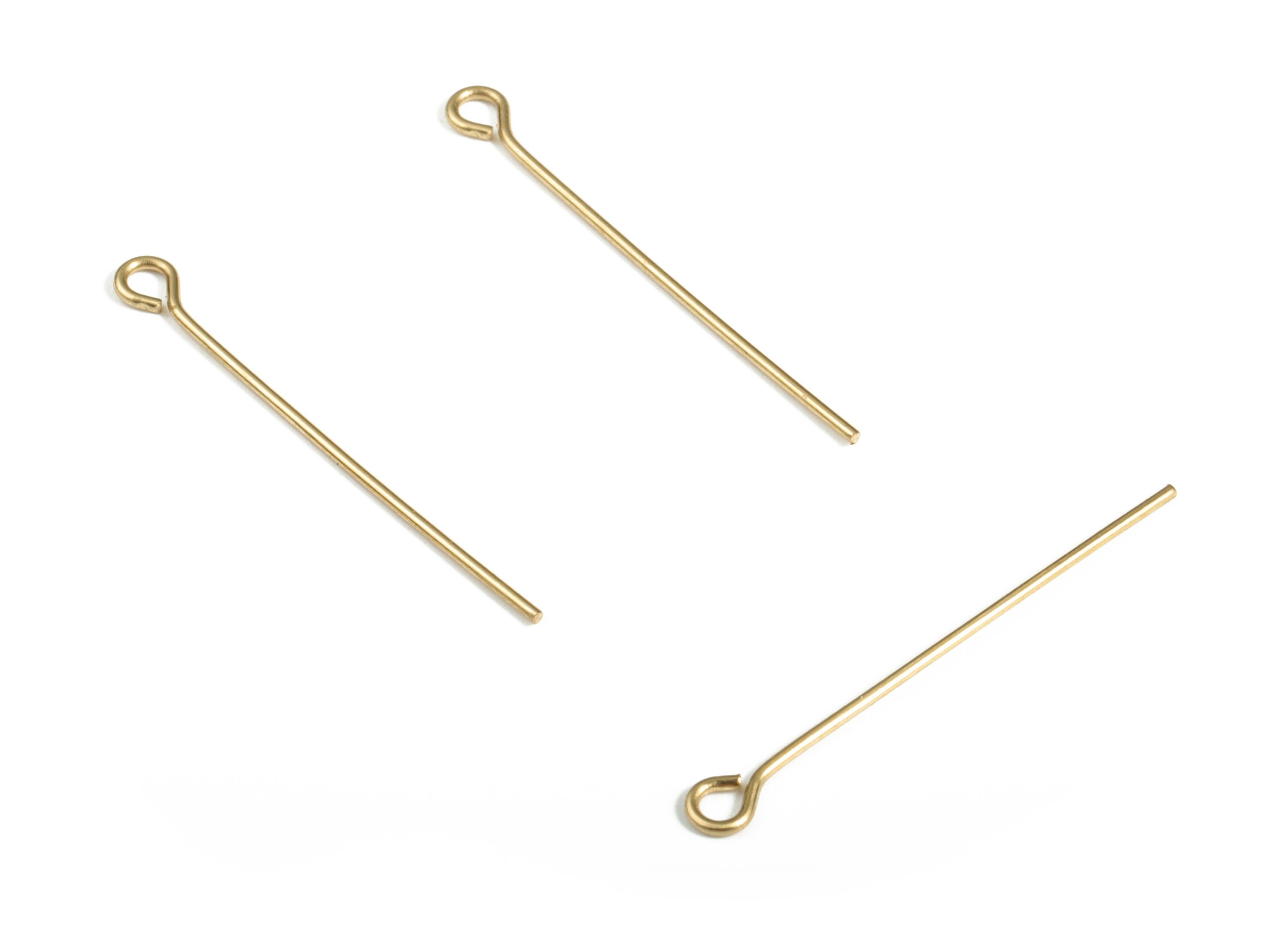 Brass Eye Pins - Raw Brass Beading Eye pins – Brass Findings - DIY Jewelry Finding - Jewelry Making Supplies - 30x0.62mm - PP4147-30 - DOMEDBAZAAR