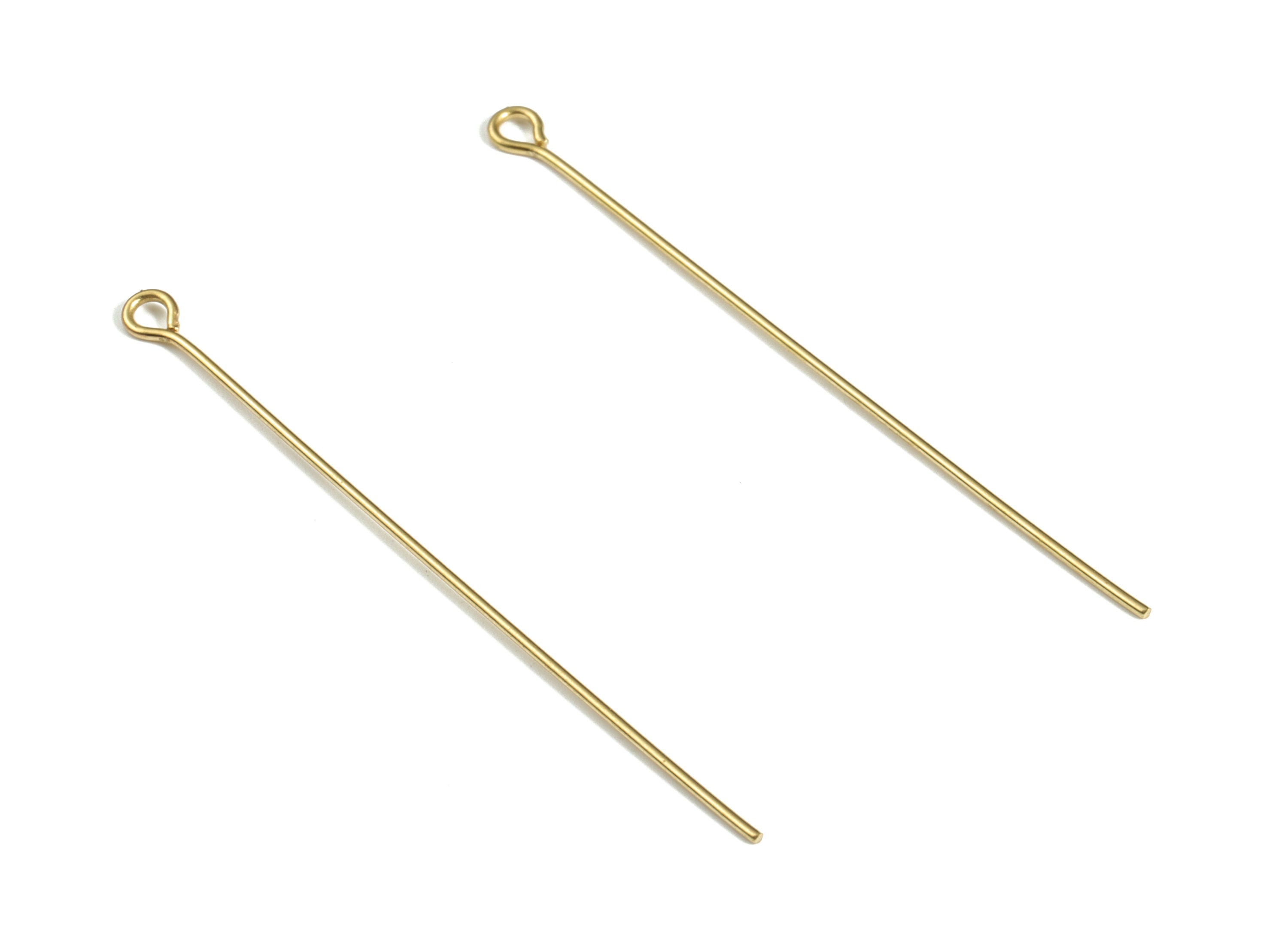Brass Eye Pins – Shiny Brass Eye Pin - Jewelry Findings - DIY Jewelry Making Supplies -50x0.69mm - PP4147-50 - DOMEDBAZAAR