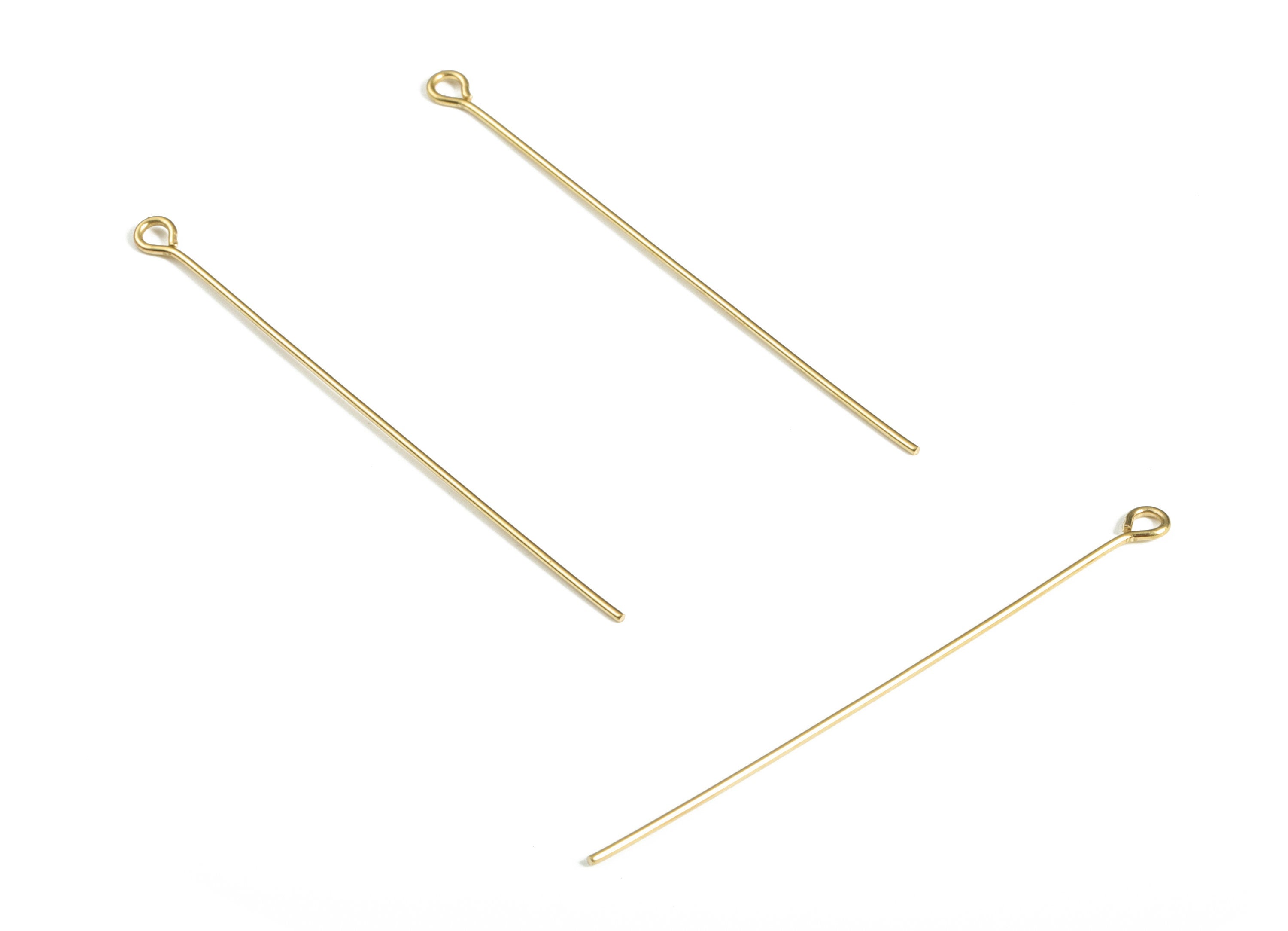 Brass Eye Pins – Shiny Brass Eye Pin - Jewelry Findings - DIY Jewelry Making Supplies -50x0.69mm - PP4147-50 - DOMEDBAZAAR