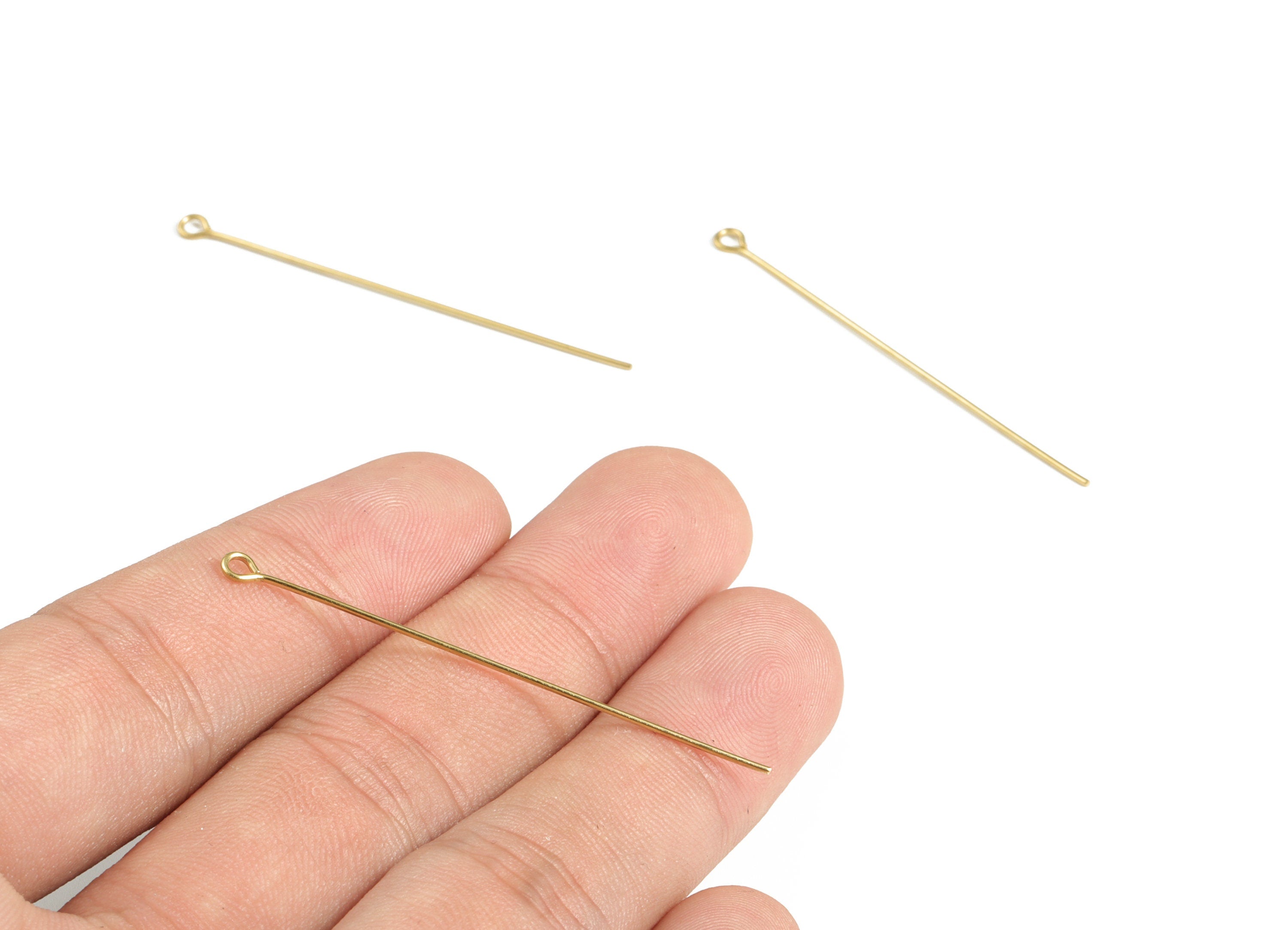Brass Eye Pins – Shiny Brass Eye Pin - Jewelry Findings - DIY Jewelry Making Supplies -50x0.69mm - PP4147-50 - DOMEDBAZAAR