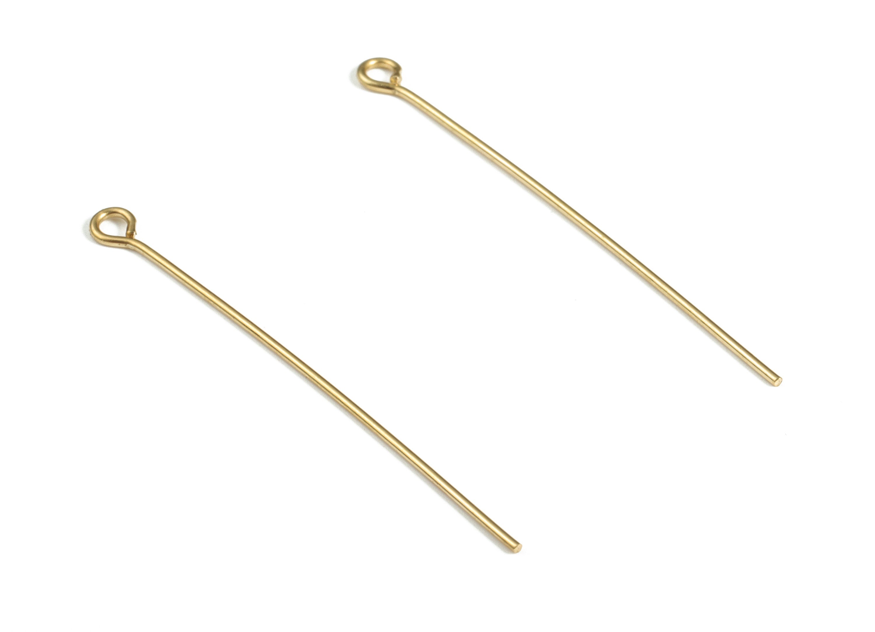 Brass Eye Pins – Shiny Brass Eye Pin – Solid Beading Eye Pins - Jewelry Findings - DIY Jewelry Making Supplies - 40x0.66mm - PP4147-40 - DOMEDBAZAAR