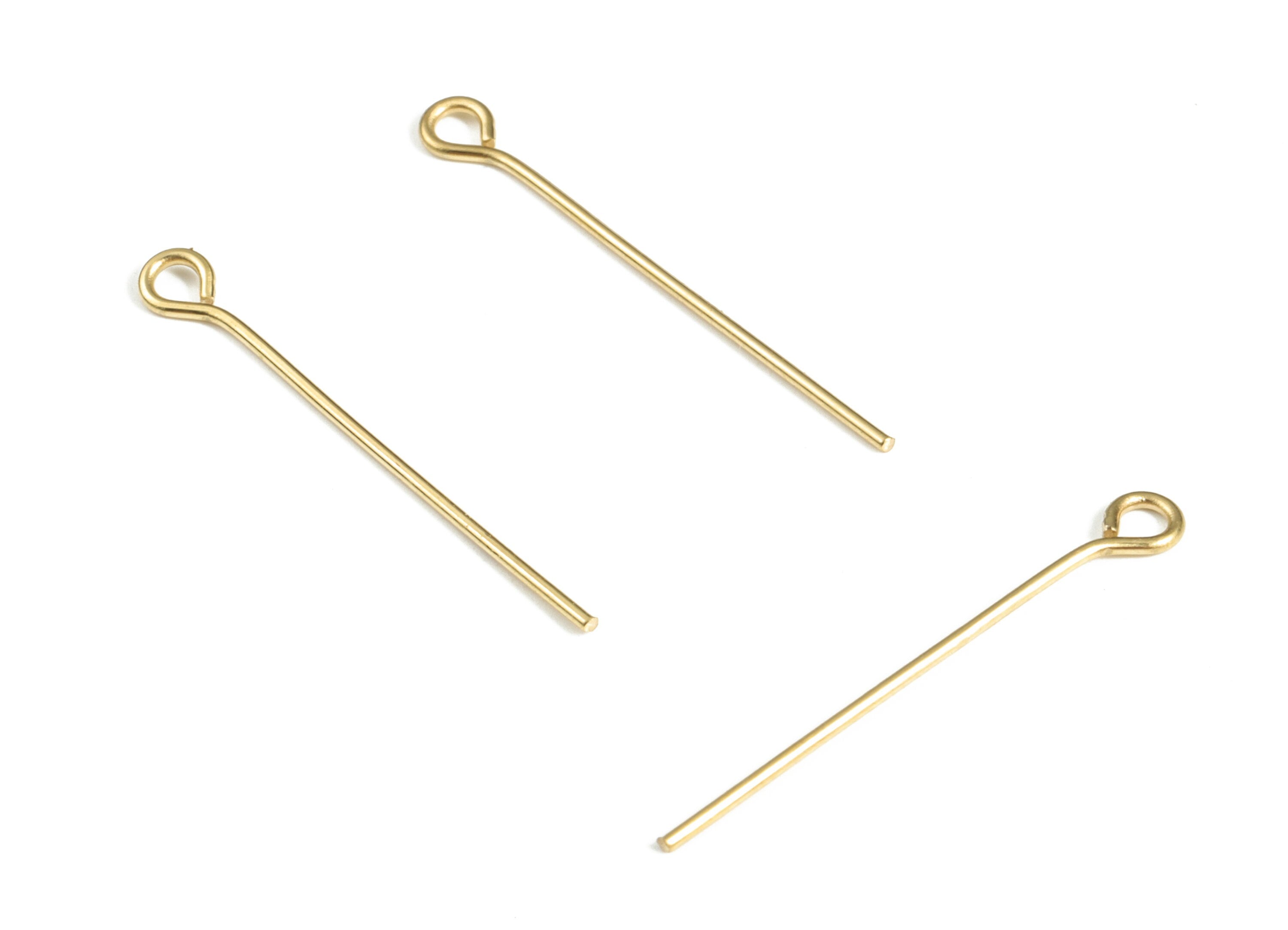 Brass Eye Pins – Shiny Brass Eye Pin – Solid Beading Eye Pins - Jewelry Findings - DIY Jewelry Making Supplies - 26x0.68mm- PP4147-26 - DOMEDBAZAAR