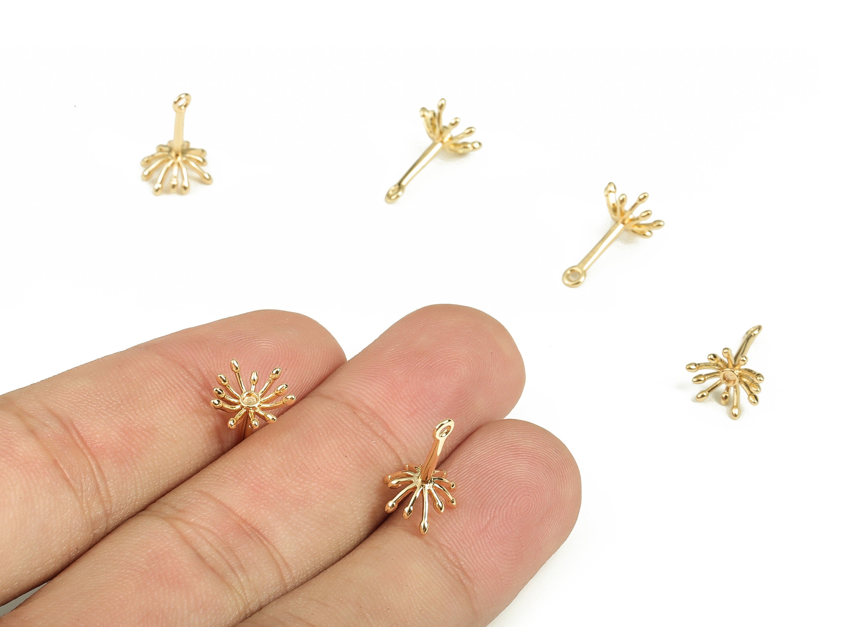 Brass Fireworks Earring Charms - Gold Fireworks Pendant - 18K Real Gold Plated Brass - Jewelry Supplies - 13.77x9.2x1.11mm - RGP3898 - DOMEDBAZAAR