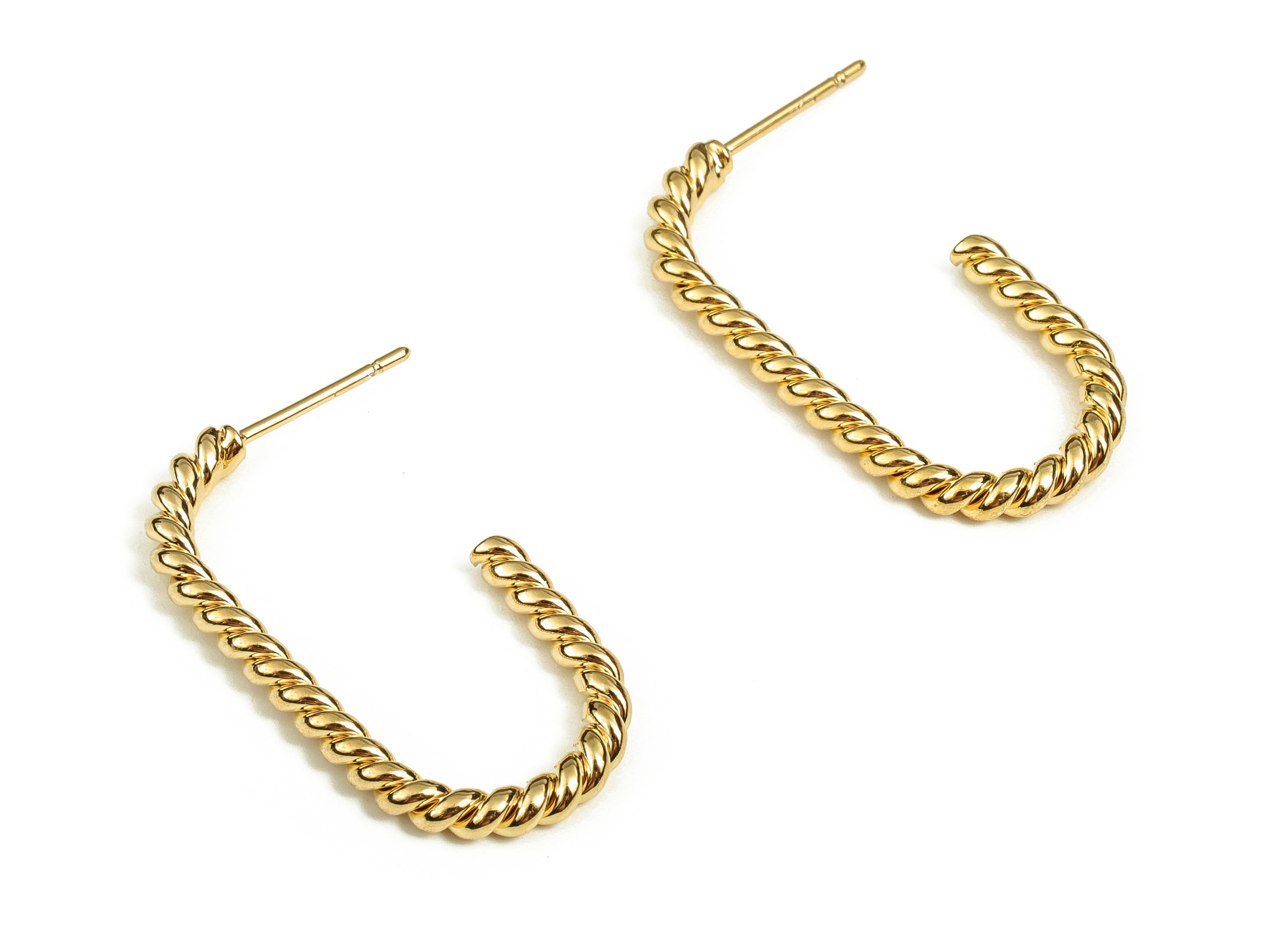 Brass Geometric Earring Post - Gold Texture Earring Stud - 18K Real Gold Plated - Iron Stud - Jewelry Supplies - 28.83x14.6x2.52mm - RGP3903 - DOMEDBAZAAR