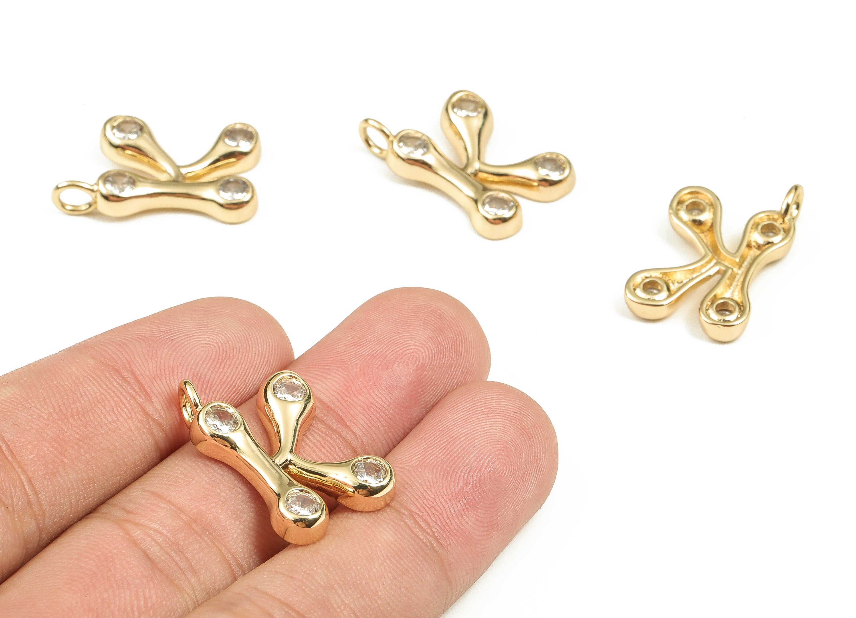 Brass Alphabet K Earring Charms with Zircons – K Initial Charm -The Letter K Pendant - 18K Gold Plated Brass - 24.91x15.52x3.57mm - RGP3668K - DOMEDBAZAAR