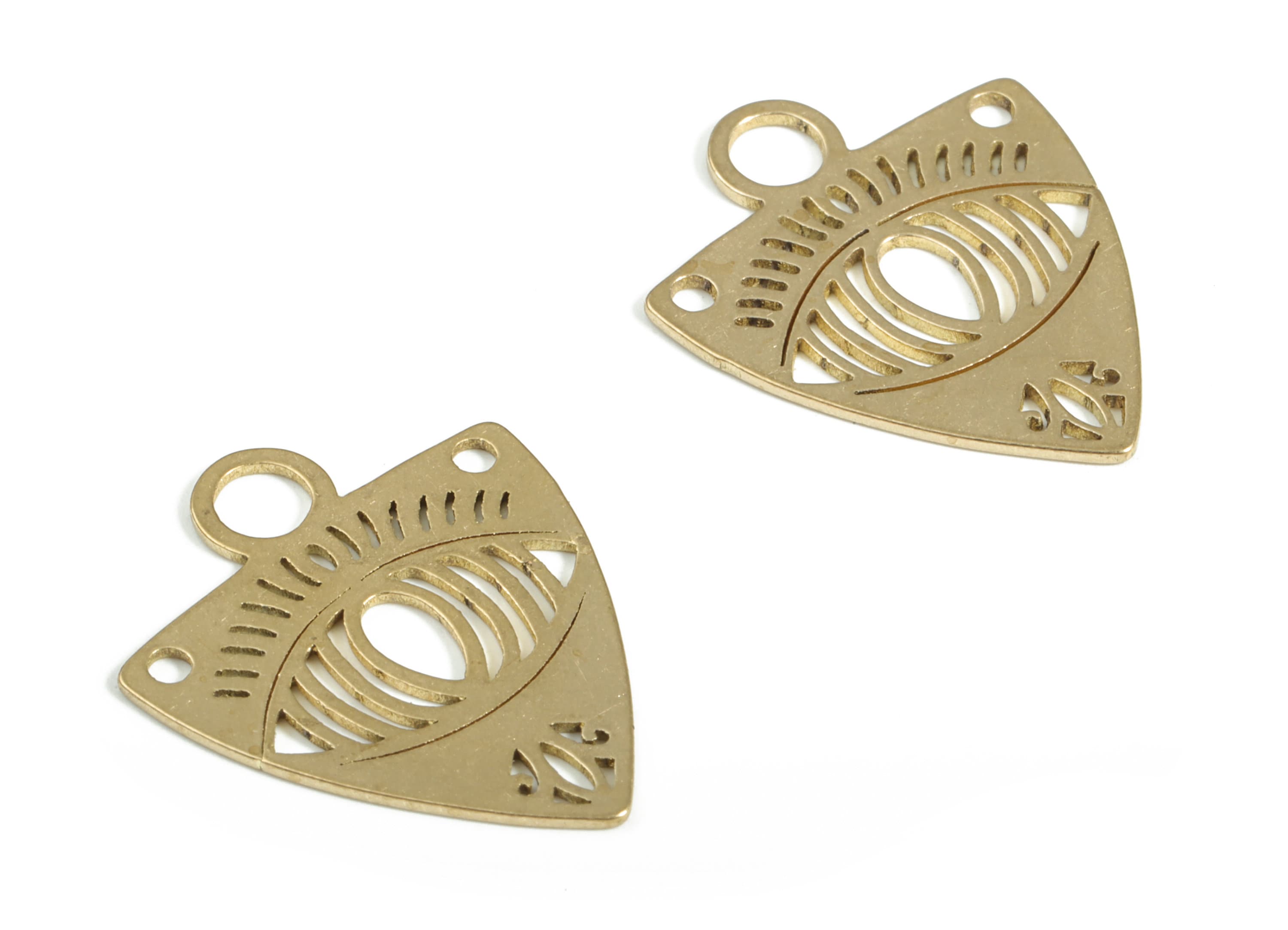 Brass Triangle Pendant – Triangle Earrings - Raw Brass Triangle Eye Charm - Earring Findings - Jewelry Supplies - 20.53x16.74x0.59 - PP4149 - DOMEDBAZAAR
