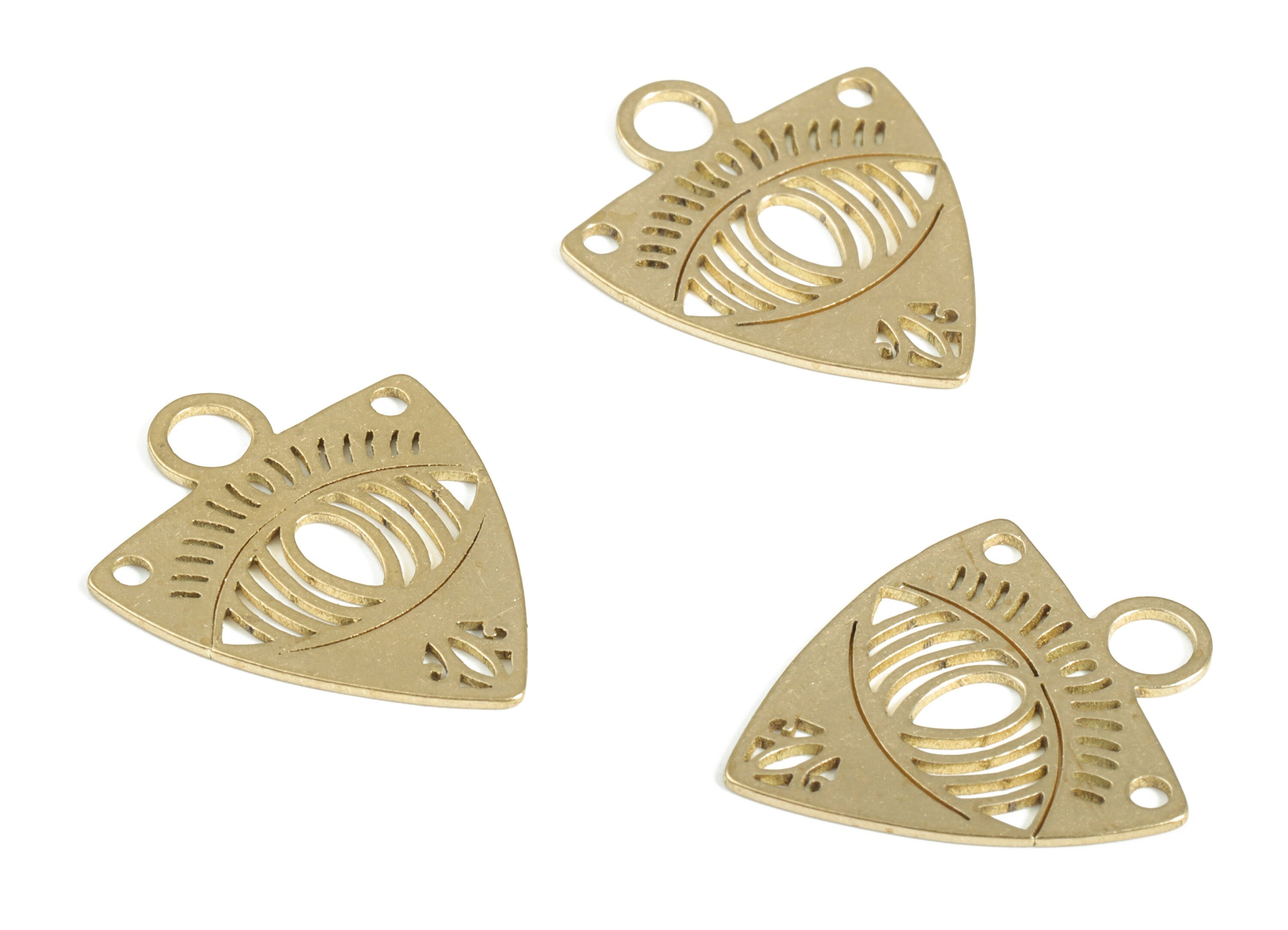 Brass Triangle Pendant – Triangle Earrings - Raw Brass Triangle Eye Charm - Earring Findings - Jewelry Supplies - 20.53x16.74x0.59 - PP4149 - DOMEDBAZAAR