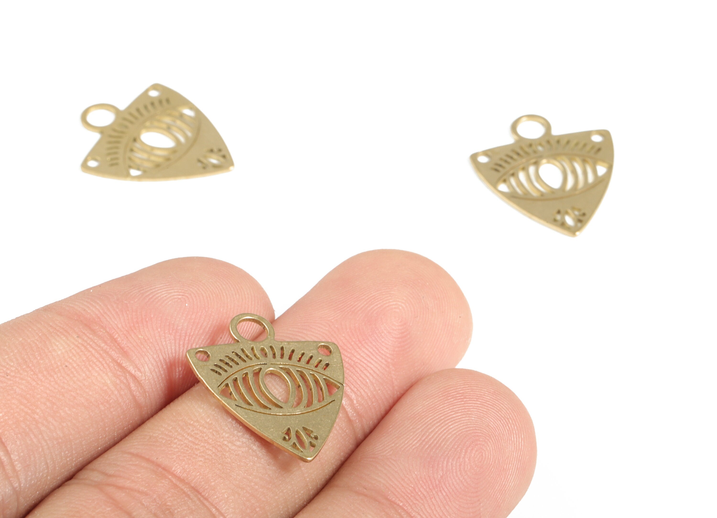 Brass Triangle Pendant – Triangle Earrings - Raw Brass Triangle Eye Charm - Earring Findings - Jewelry Supplies - 20.53x16.74x0.59 - PP4149 - DOMEDBAZAAR