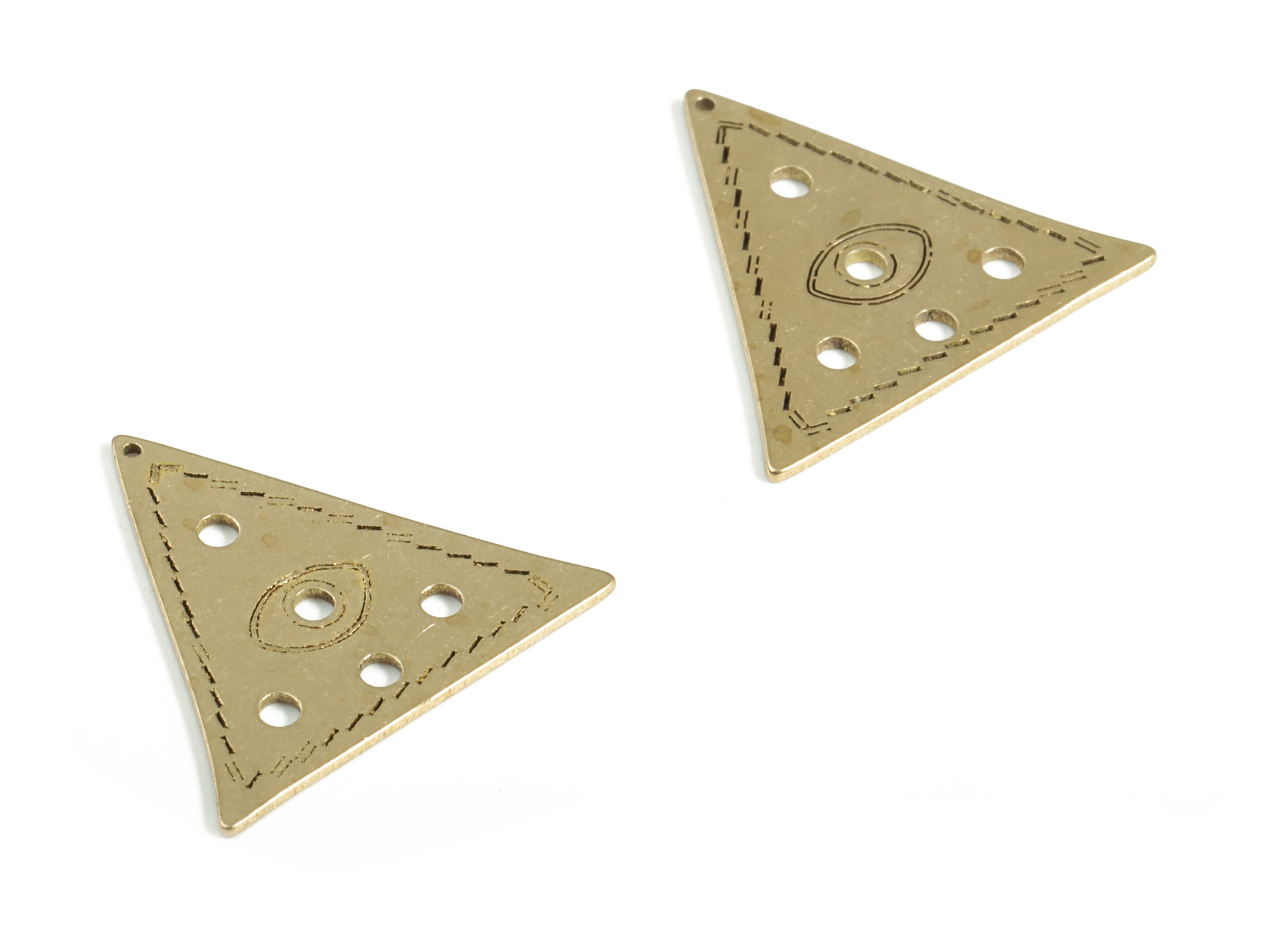 Brass Triangle Eye Charm – Raw Brass Triangle Pendant Charm - Triangle Eye Earrings Finding - Jewelry Supplies - 16.86x15.72x0.57mm - PP4152 - DOMEDBAZAAR