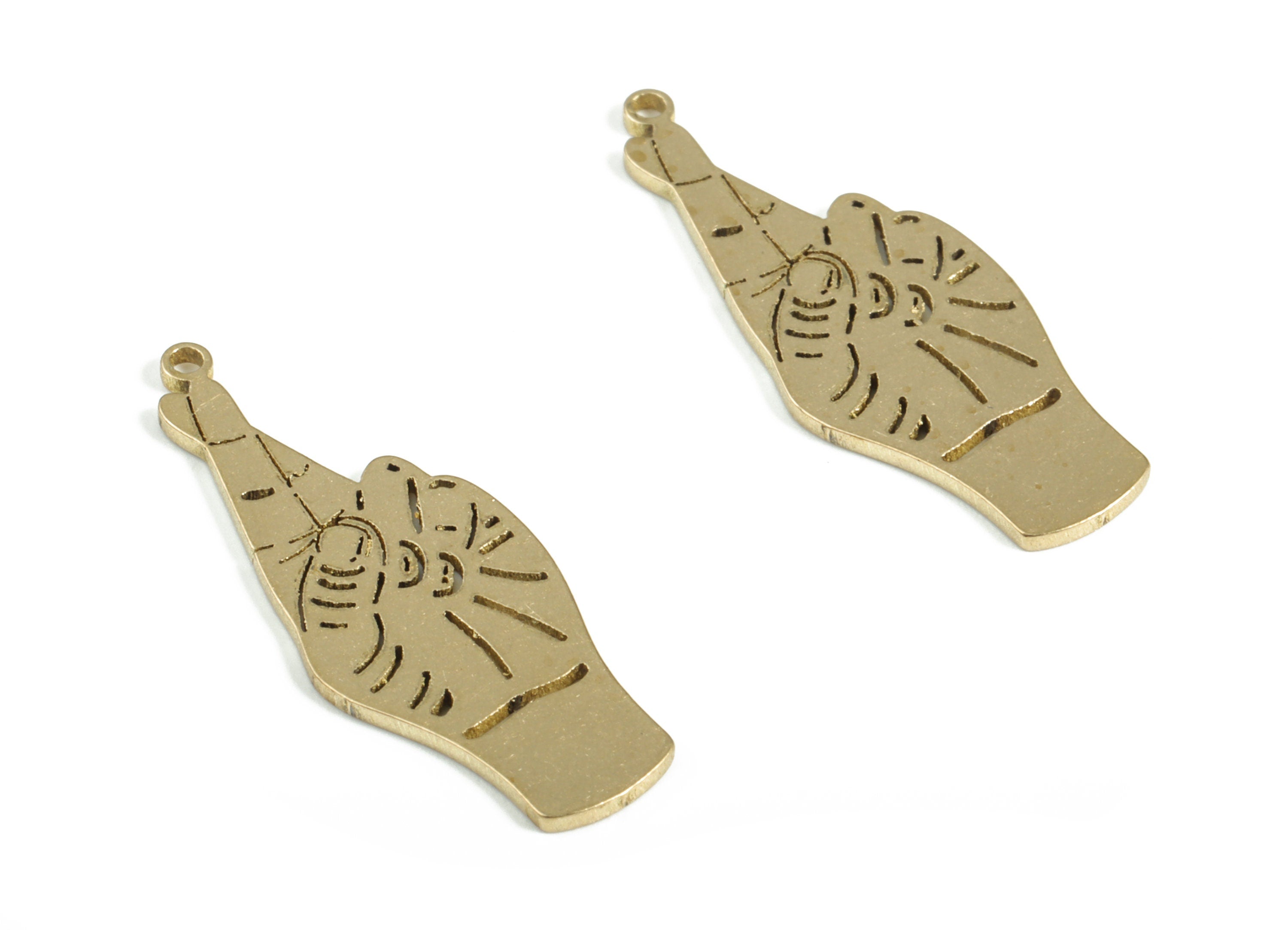 Brass Fingers Crossed Hand Pendant Charm - Raw Brass Hand Earring Charms – Good Luck Charm - Jewelry Supplies - 24.06x9.18x0.77mm - PP4160 - DOMEDBAZAAR