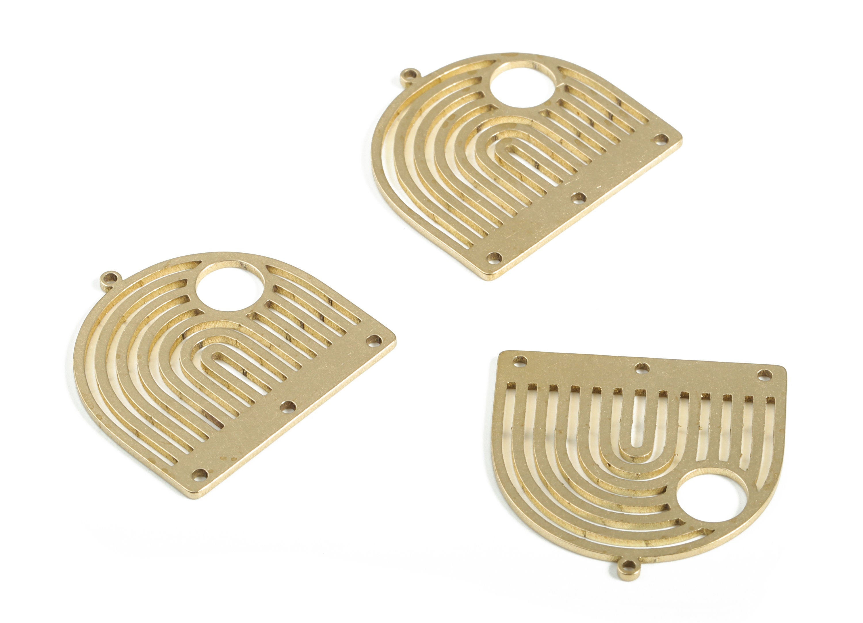 Rainbow Domed Earring Connector - Raw Brass Domed Pendant Charm – Domed Rainbow Sun Charm - Jewelry Supplies -21.92x21.37x0.78mm - PP4163 - DOMEDBAZAAR