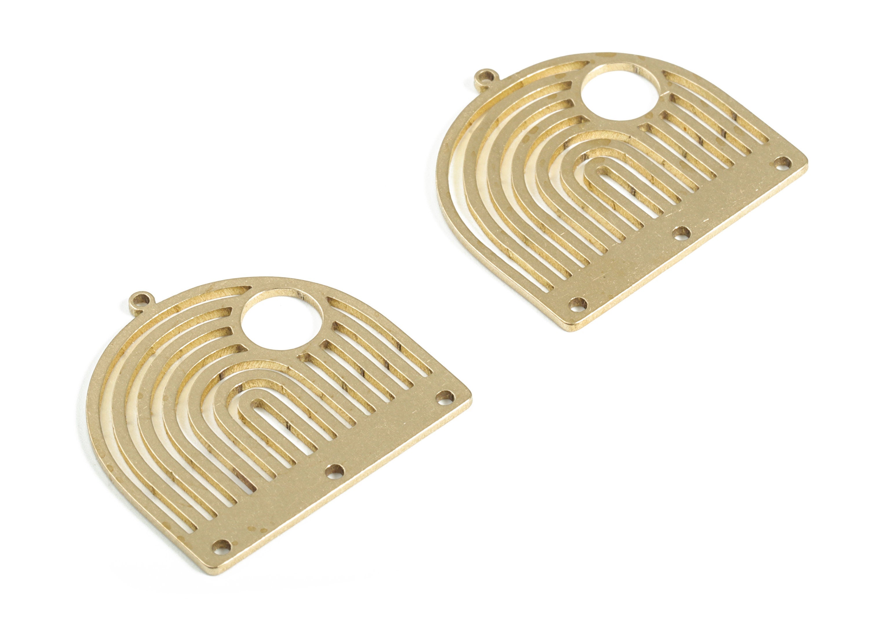 Rainbow Domed Earring Connector - Raw Brass Domed Pendant Charm – Domed Rainbow Sun Charm - Jewelry Supplies -21.92x21.37x0.78mm - PP4163 - DOMEDBAZAAR