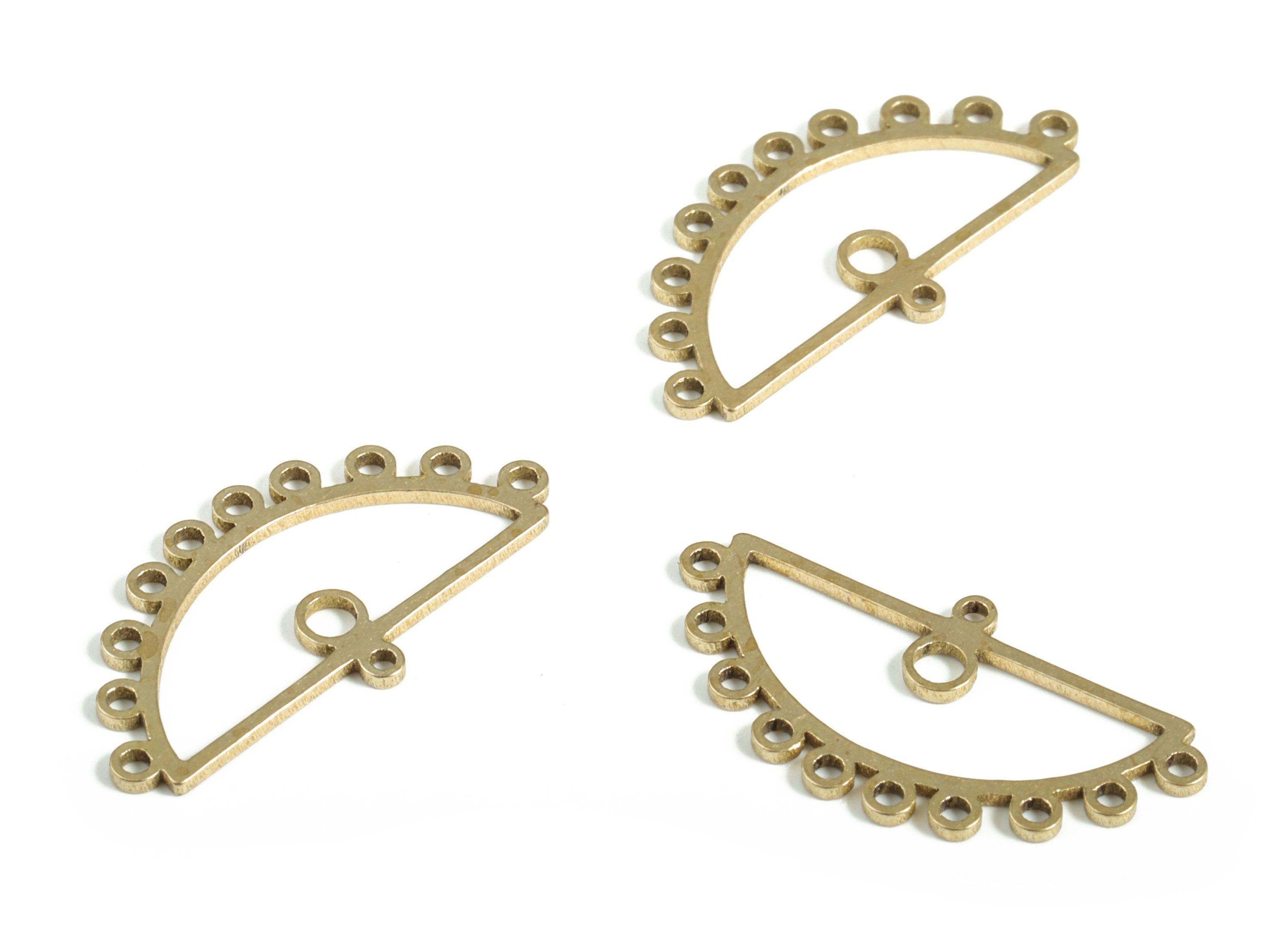 Brass Half Moon Earring Connector - Raw Brass Pendant Charm – Earring Findings - Jewelry Making Supplies - 22.28x11.48x0.77mm - PP4168 - DOMEDBAZAAR