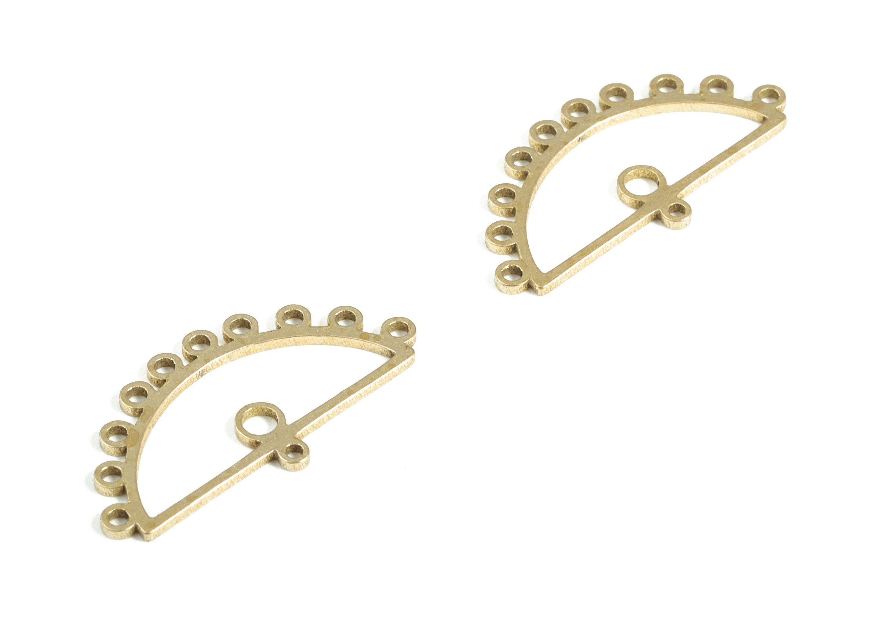 Brass Half Moon Earring Connector - Raw Brass Pendant Charm – Earring Findings - Jewelry Making Supplies - 22.28x11.48x0.77mm - PP4168 - DOMEDBAZAAR