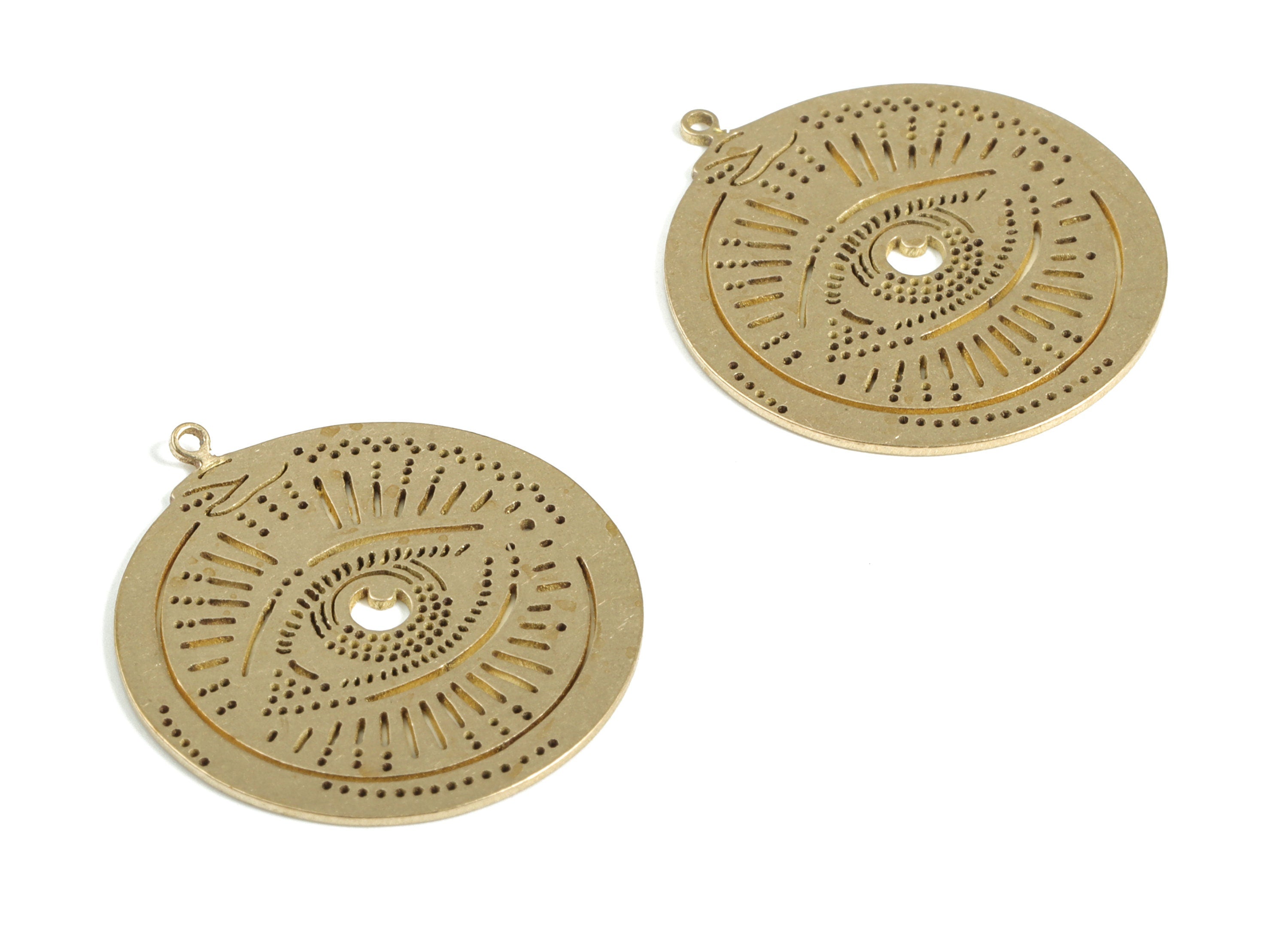 Brass Circle Eye Pendant Charm - Raw Brass Round Eye Earring Charms – Earring Findings - Jewelry Making Supplies -23.56x21.72x0.59mm -PP4169 - DOMEDBAZAAR