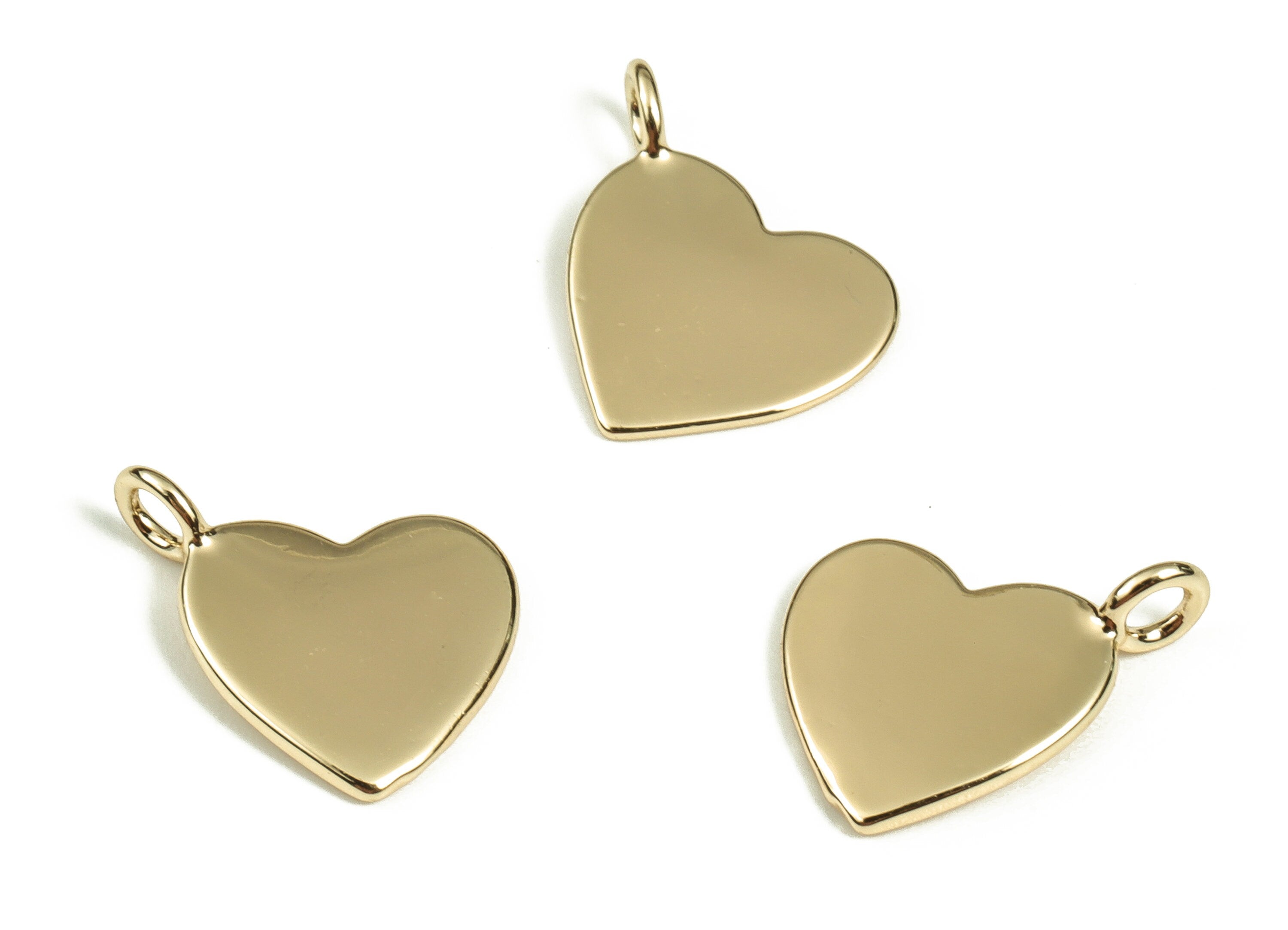Brass Heart Earring Charms - Gold Heart Pendant Charm - 18K Real Gold Plated Brass Charms - Jewelry Making Supplies -11x10x1.13mm- RGP3495 - DOMEDBAZAAR