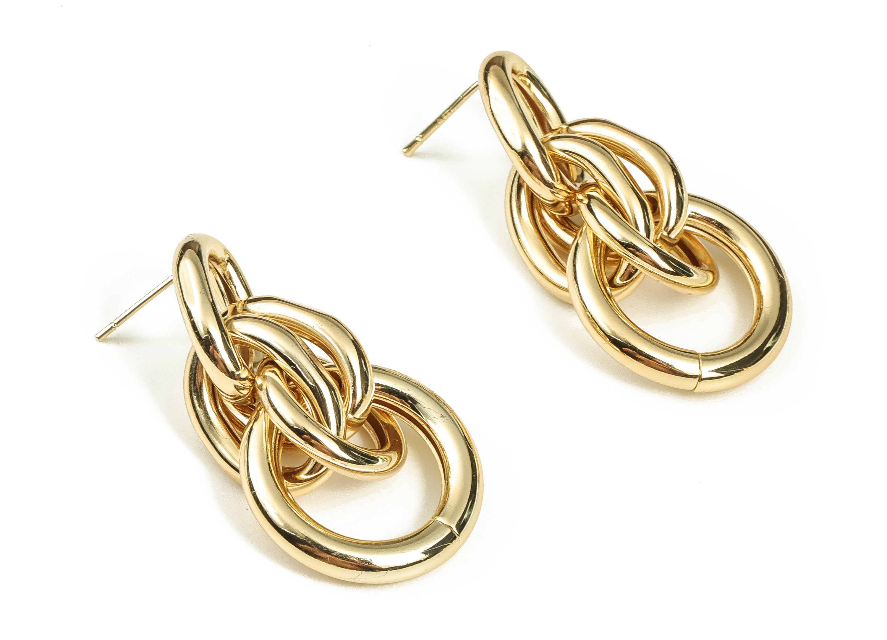 Brass Round Earring Post - Gold Oval Earring Stud - 18K Real Gold Plated Brass - Brass Stud - Jewelry Supplies - 39.86x22.7x13.6mm - RGP3557 - DOMEDBAZAAR