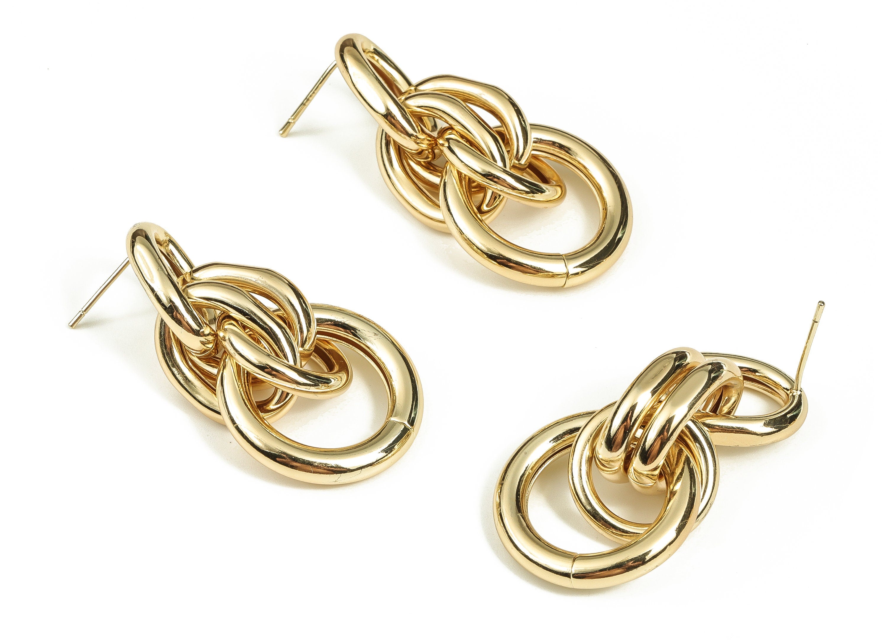 Brass Round Earring Post - Gold Oval Earring Stud - 18K Real Gold Plated Brass - Brass Stud - Jewelry Supplies - 39.86x22.7x13.6mm - RGP3557 - DOMEDBAZAAR
