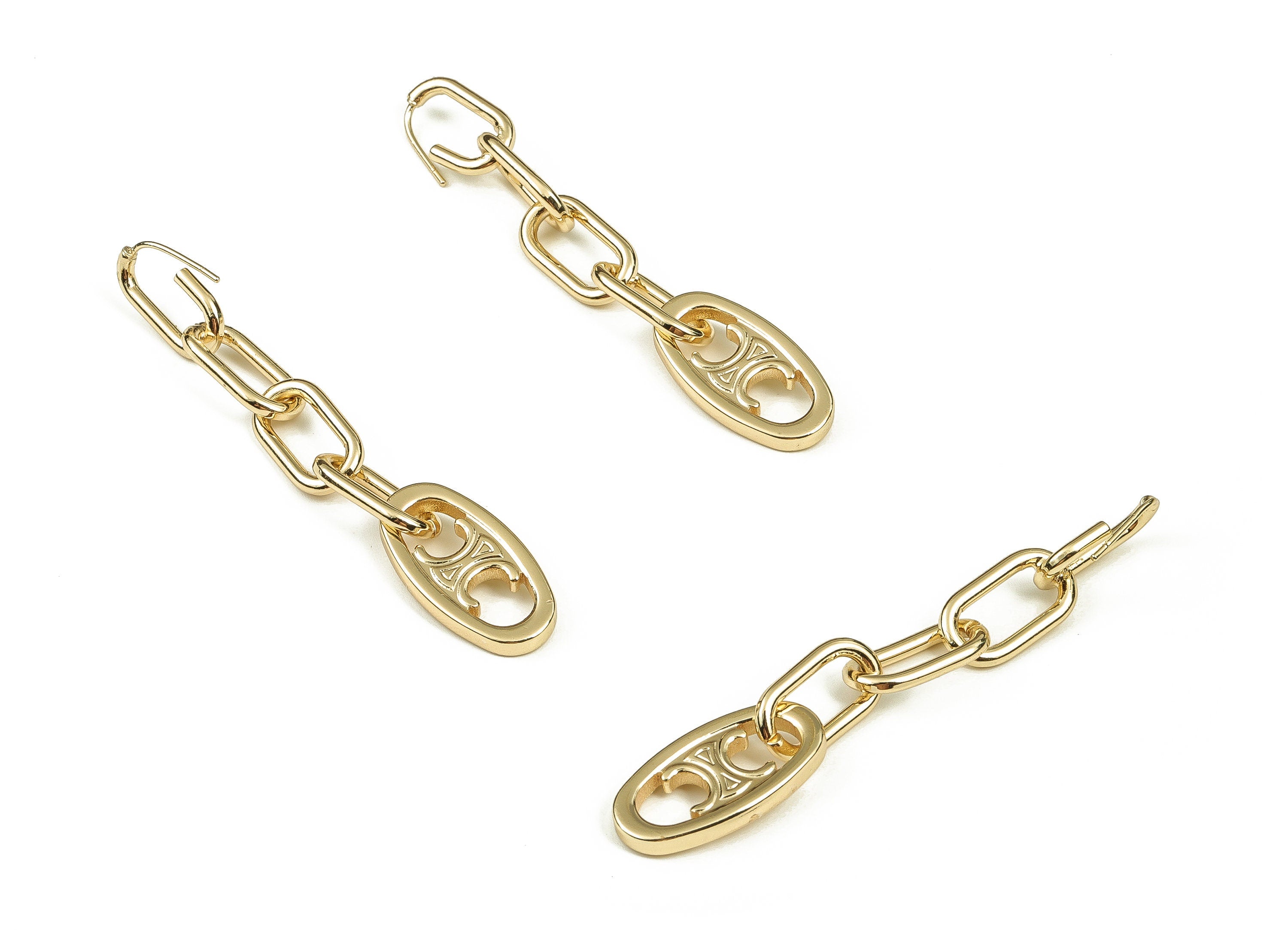 Brass Link Earrings - Link Chain Stud Earrings - Brass Oval Earring - Chunky Earring - Jewelry Making Supplies -61.45x11.59x2.59mm - RGP3734 - DOMEDBAZAAR