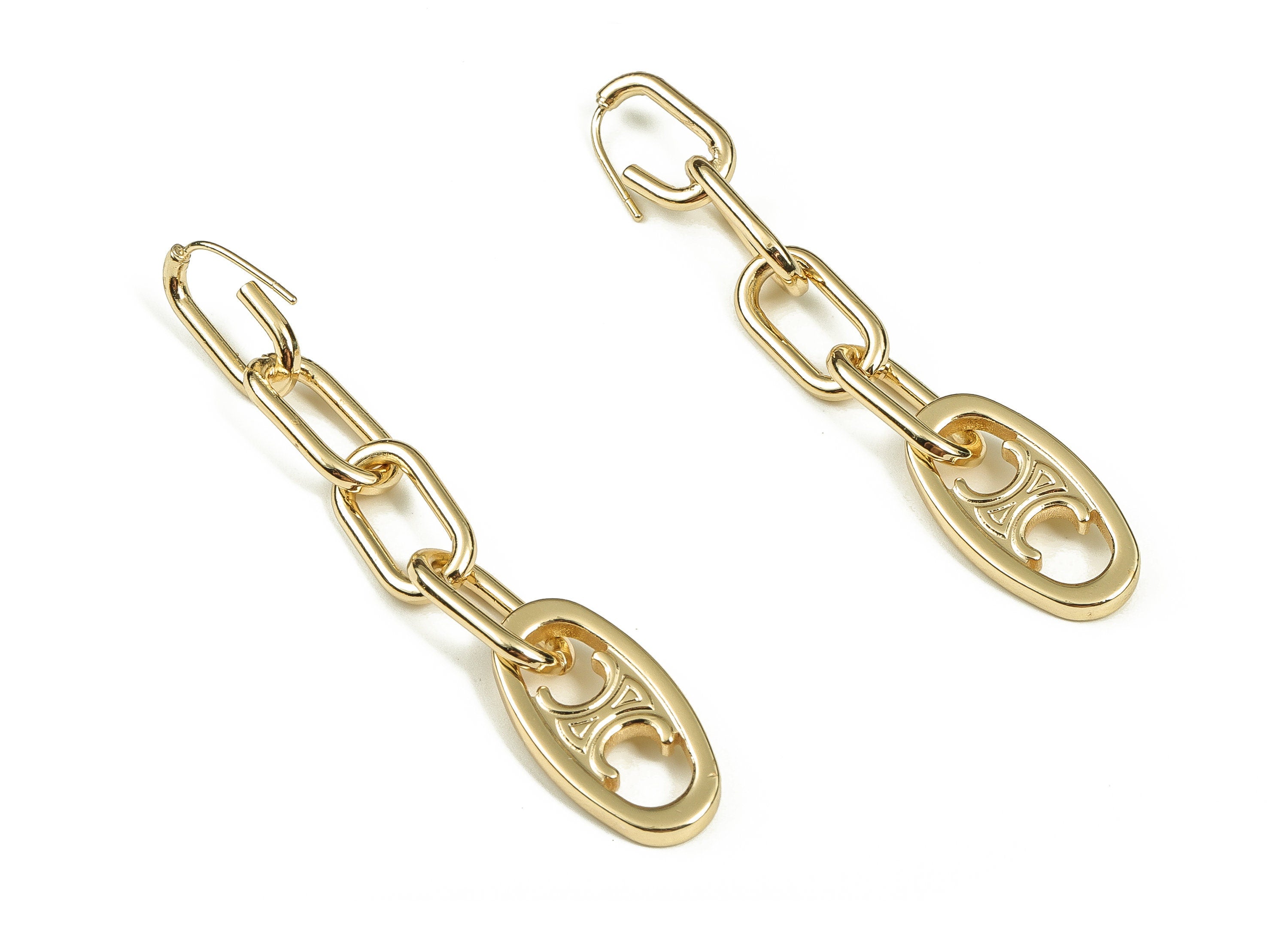 Brass Link Earrings - Link Chain Stud Earrings - Brass Oval Earring - Chunky Earring - Jewelry Making Supplies -61.45x11.59x2.59mm - RGP3734 - DOMEDBAZAAR