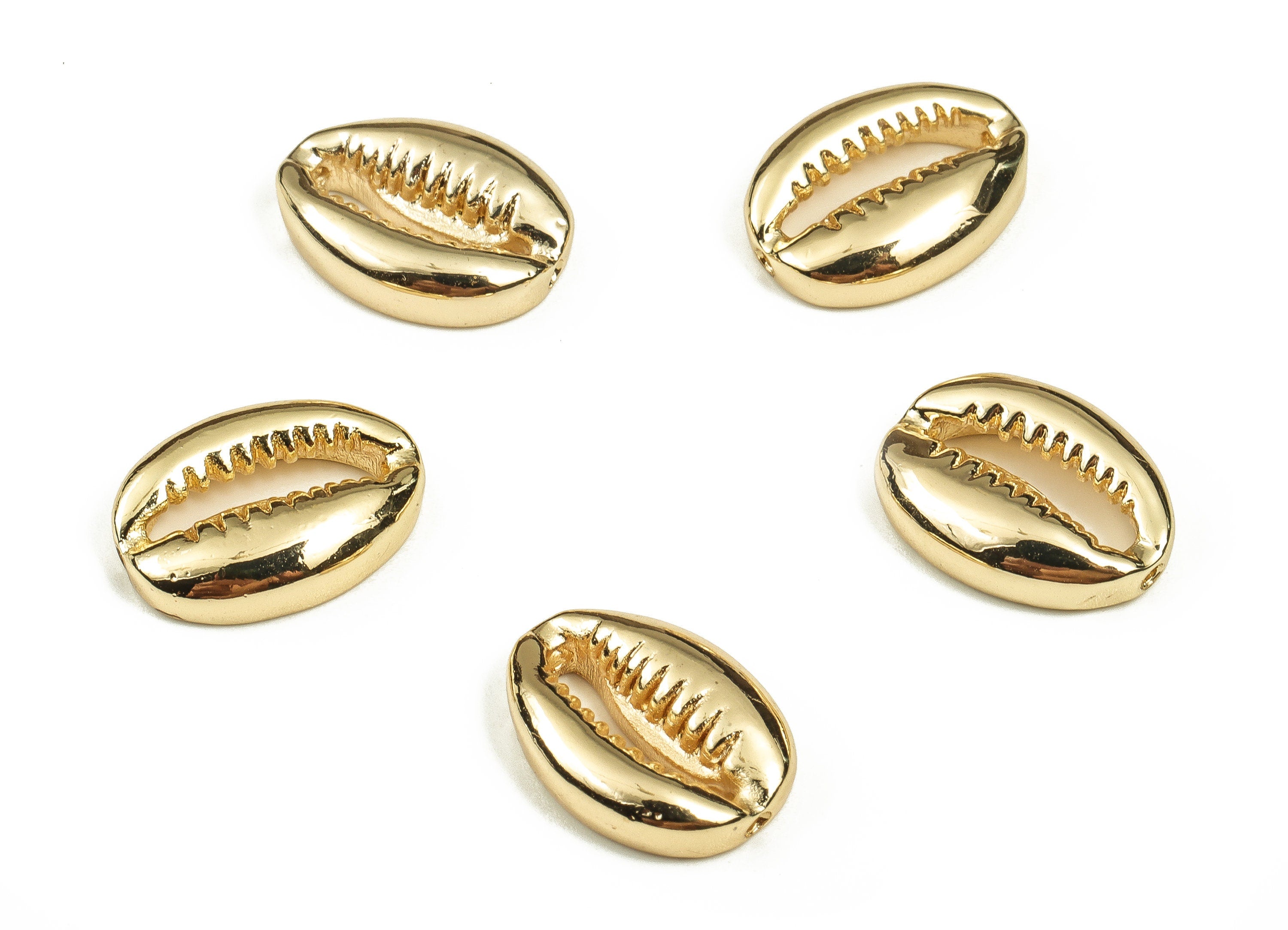 Brass Shell Earring Connector - Gold Shell Pendant - 18K Real Gold Plated Brass - Jewelry Making Supplies - 13.62x9.95x3.63mm - RGP3705 - DOMEDBAZAAR