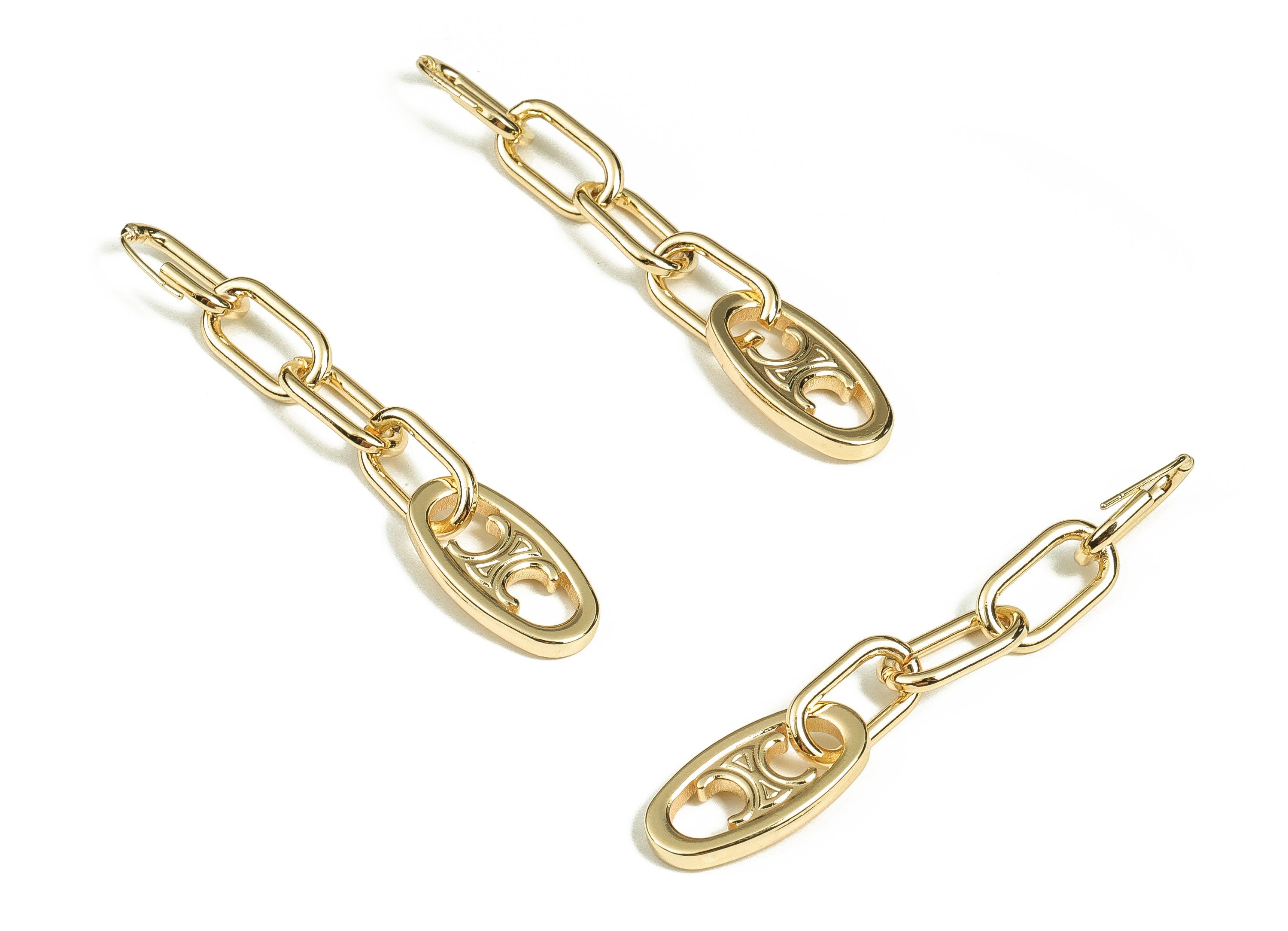 Brass Link Earrings - Link Chain Stud Earrings - Dangle Chain Earrings - Chunky Earrings - Jewelry Making Supplies -65x11.6x2.58mm- RGP3496 - DOMEDBAZAAR