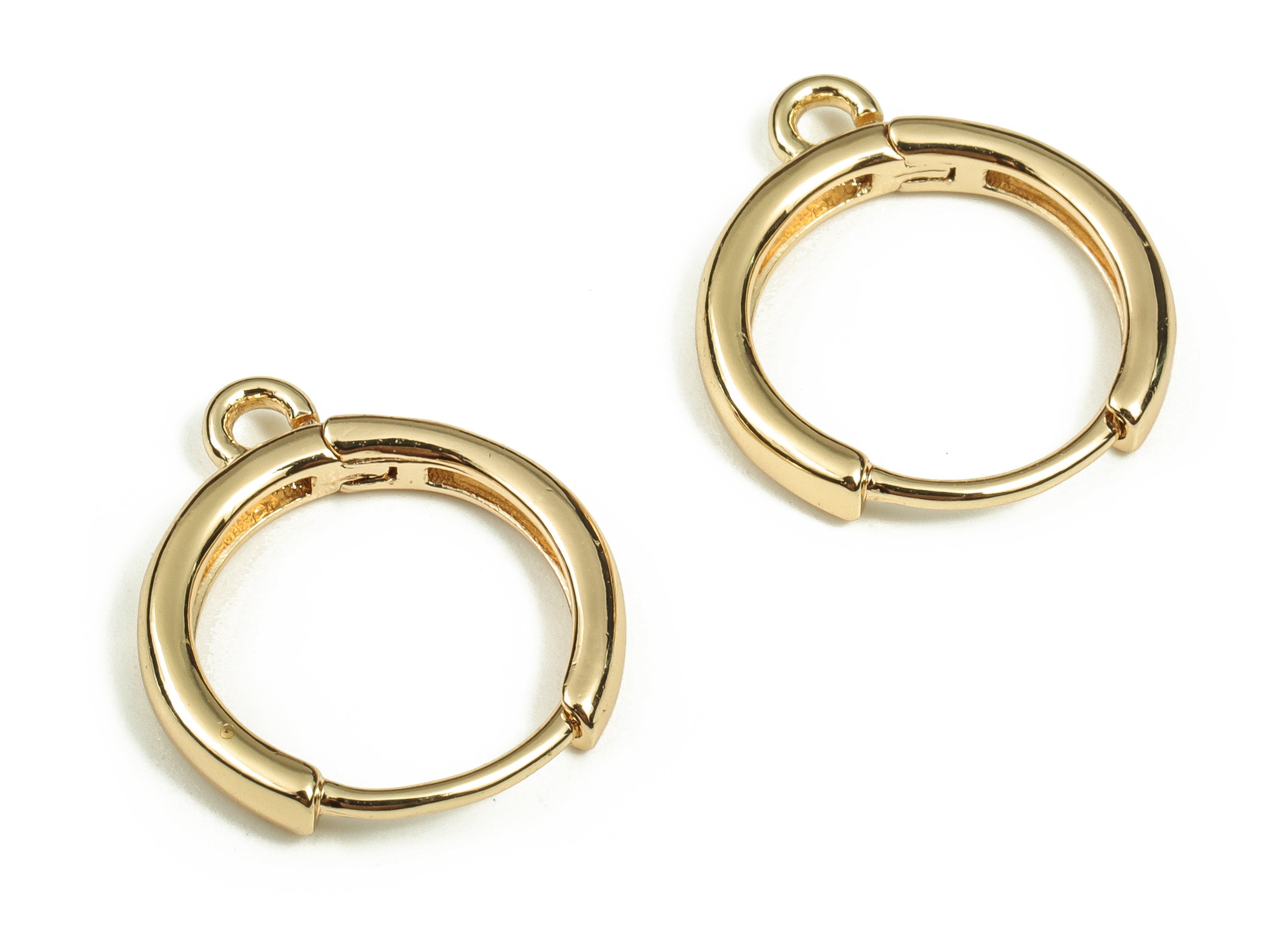 Brass Earring Round Huggie - Gold Earring Hoop Huggie – 18K Real Gold Plated Brass - Jewelry Making Supplies - 15.99x14.07x2.37mm - RGP3696 - DOMEDBAZAAR