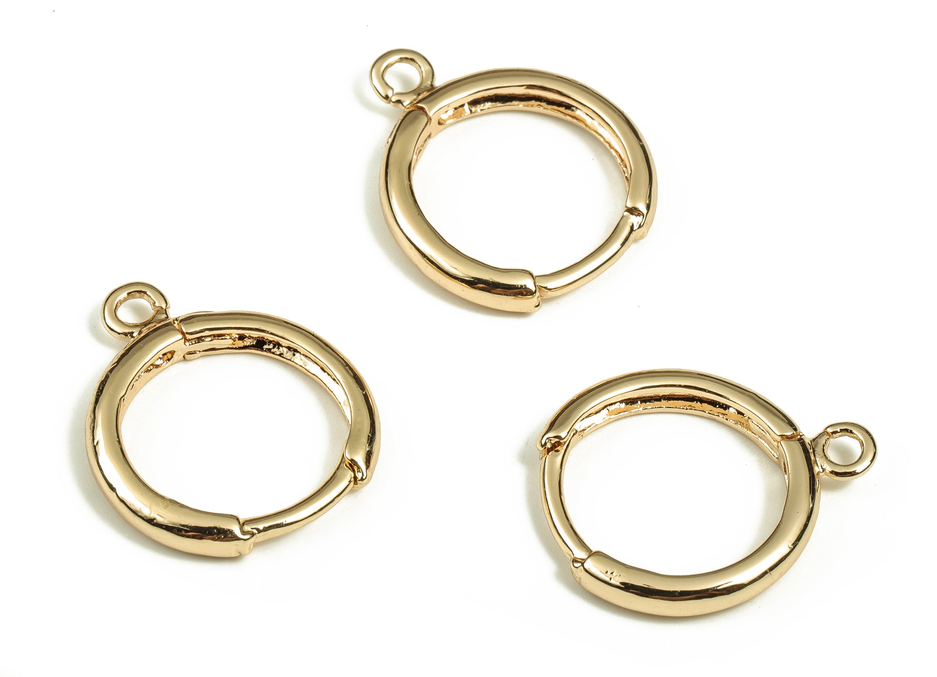Brass Earring Round Huggie - Gold Earring Hoop Huggie – 18K Real Gold Plated Brass - Jewelry Making Supplies - 16.51x13.78x2.23mm - RGP3532 - DOMEDBAZAAR