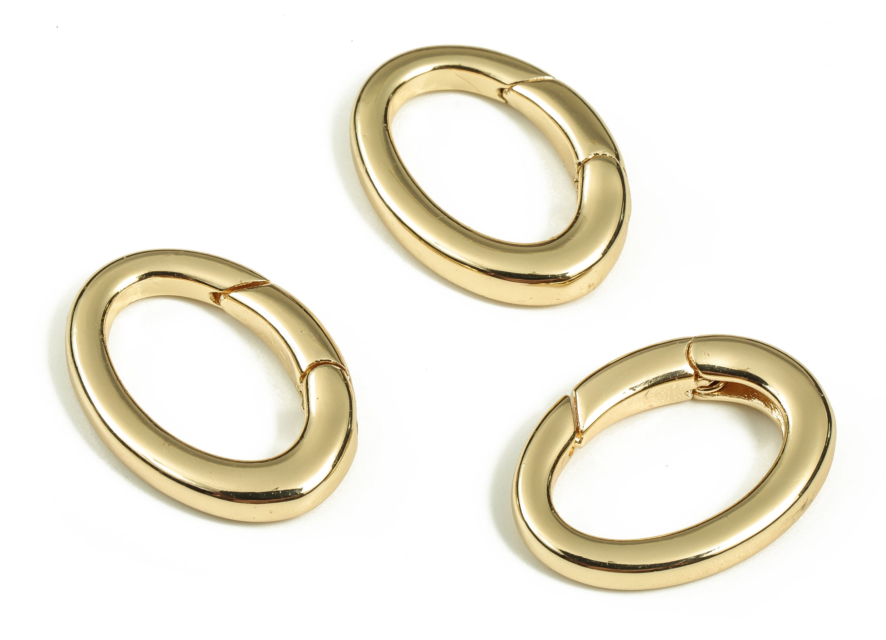 Brass Oval Earring Connector - Gold Oval Earring Charms - Parrot Clasps- 18K Gold Plated Brass - Lobster Clasps -13.21x18.26x3.7mm- RGP3511 - DOMEDBAZAAR