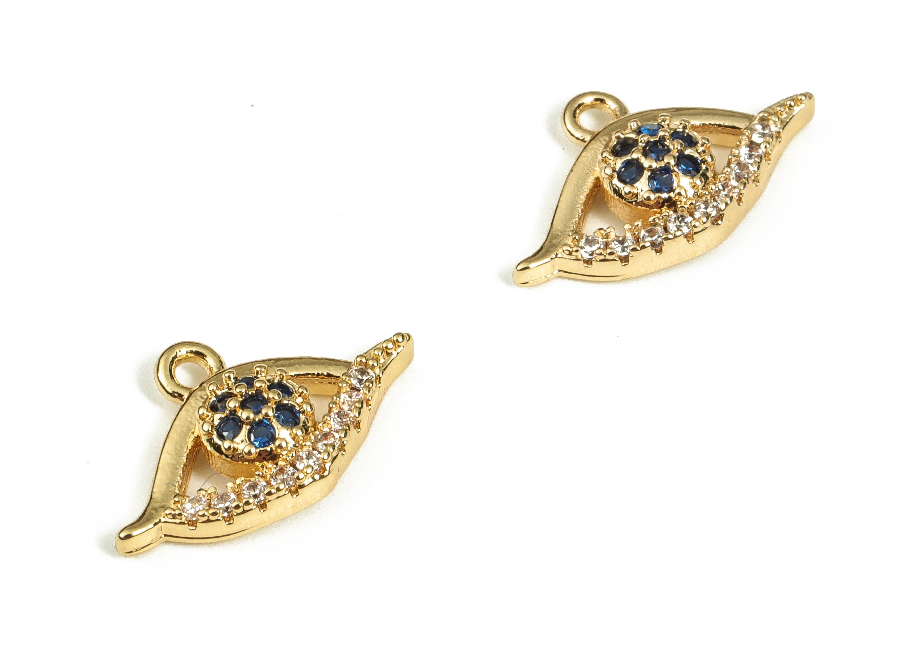 Brass Lips Earring Charms With Zircons - Gold Lips Pendant - 18K Real Gold Plated Brass - Jewelry Supplies - 13.82x8.41x2.76mm - RGP3559 - DOMEDBAZAAR