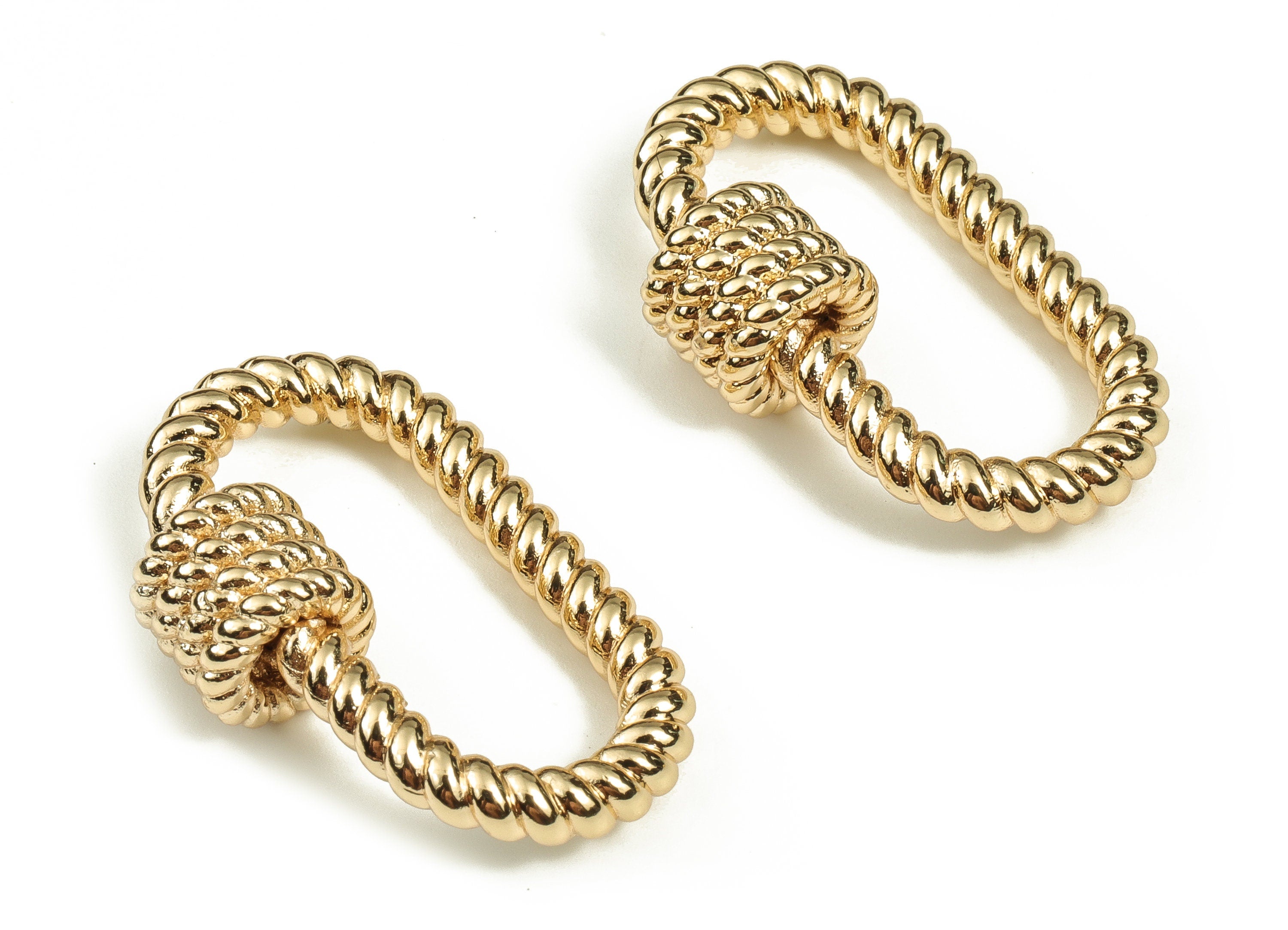 Twisted Oval Pendant Charms - Brass Gold Plated Earrings Charm - 18K Real Gold Plated Brass - Jewelry Supplies -29.35x18.43x8.52mm- RGP3561 - DOMEDBAZAAR