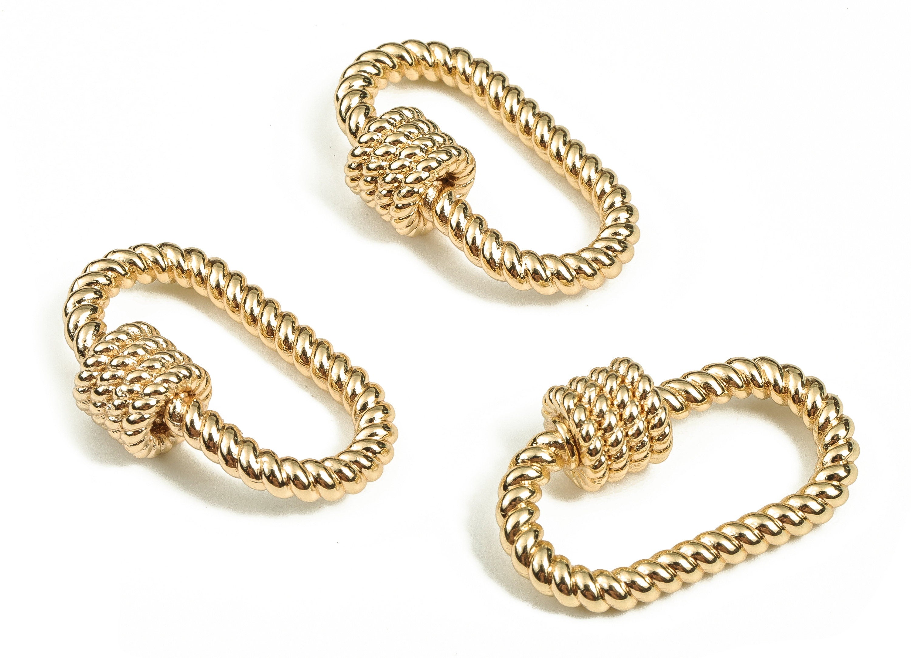 Twisted Oval Pendant Charms - Brass Gold Plated Earrings Charm - 18K Real Gold Plated Brass - Jewelry Supplies -29.35x18.43x8.52mm- RGP3561 - DOMEDBAZAAR