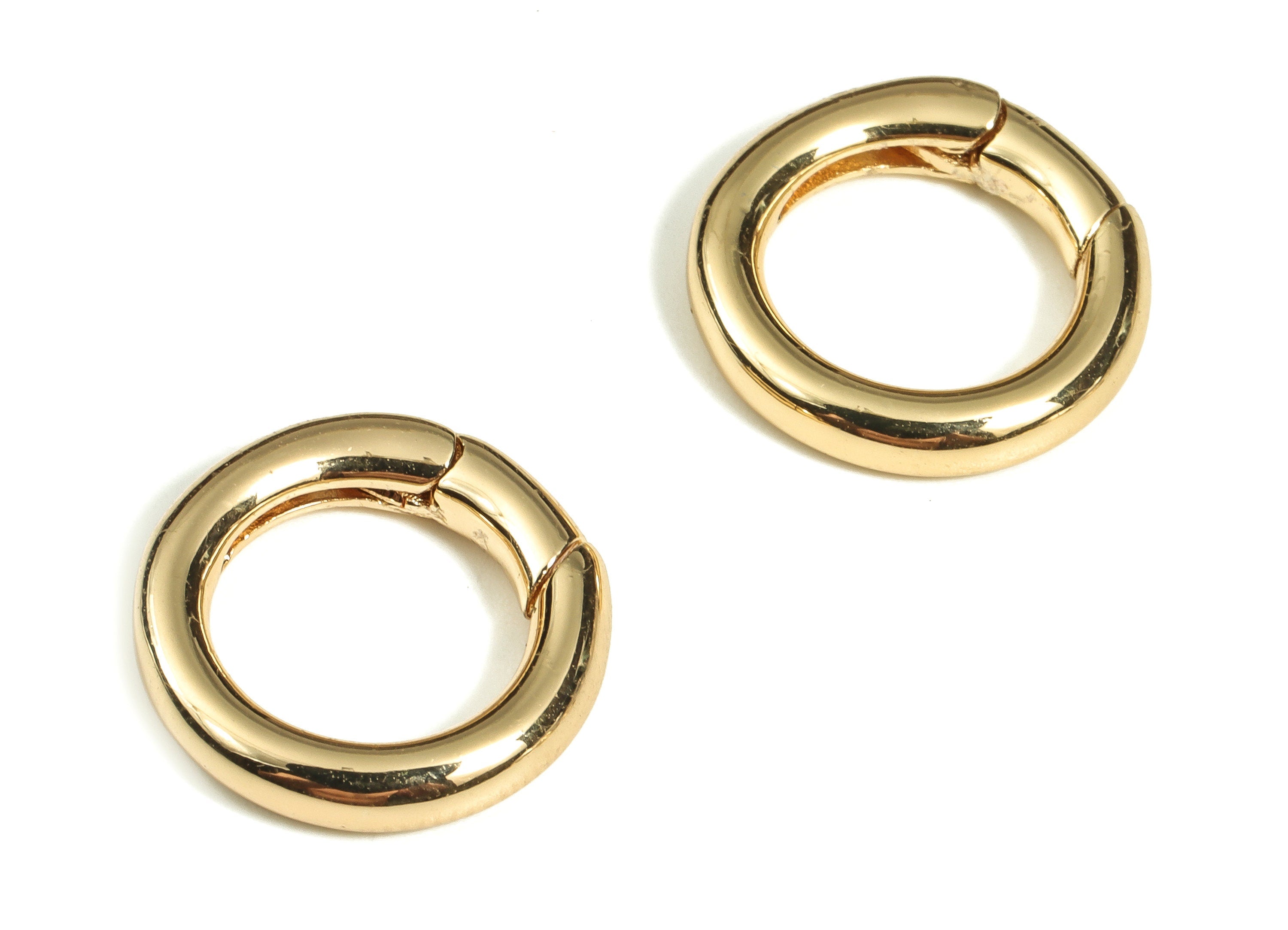Brass Round Earring Connector - Gold Circle Parrot Clasp - 18K Real Gold Plated Brass Clasp - Jewelry Supplies - 14.75x14.59x2.9mm - RGP3566 - DOMEDBAZAAR