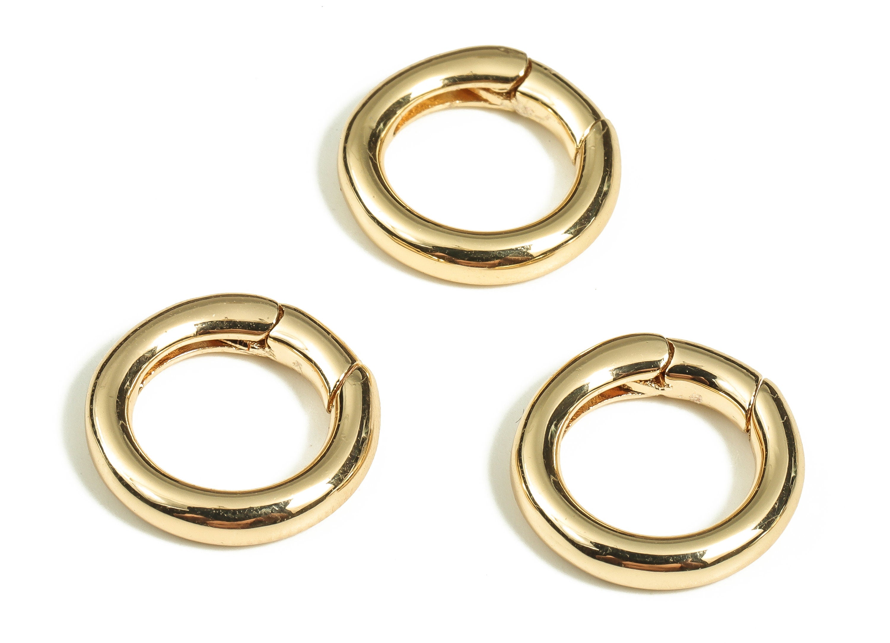 Brass Round Earring Connector - Gold Circle Parrot Clasp - 18K Real Gold Plated Brass Clasp - Jewelry Supplies - 14.75x14.59x2.9mm - RGP3566 - DOMEDBAZAAR