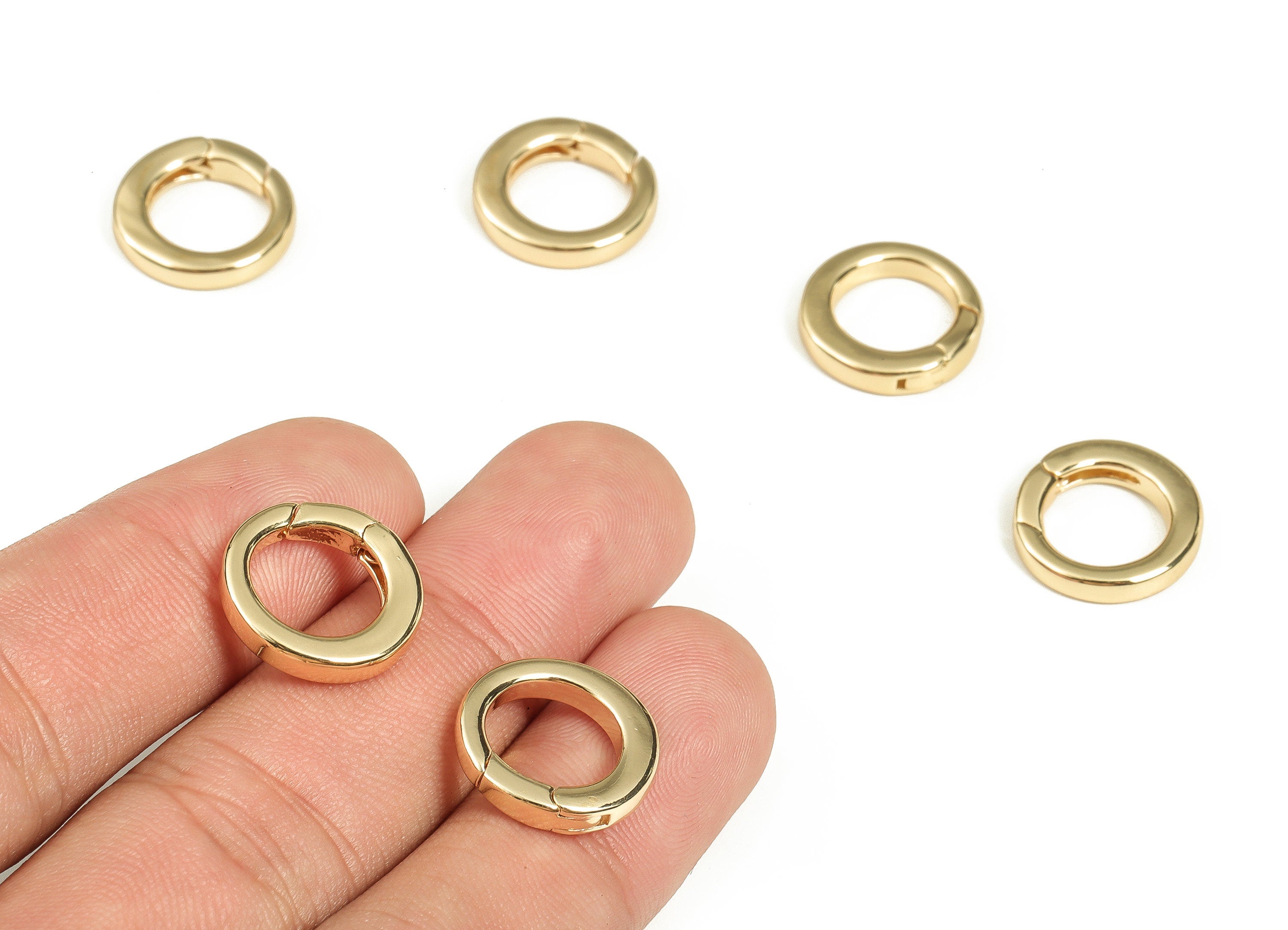 Brass Round Earring Connector - Gold Circle Parrot Clasps - 18K Real Gold Plated Brass Clasp - Jewelry Supplies -15.26x14.99x2.88mm- RGP3567 - DOMEDBAZAAR