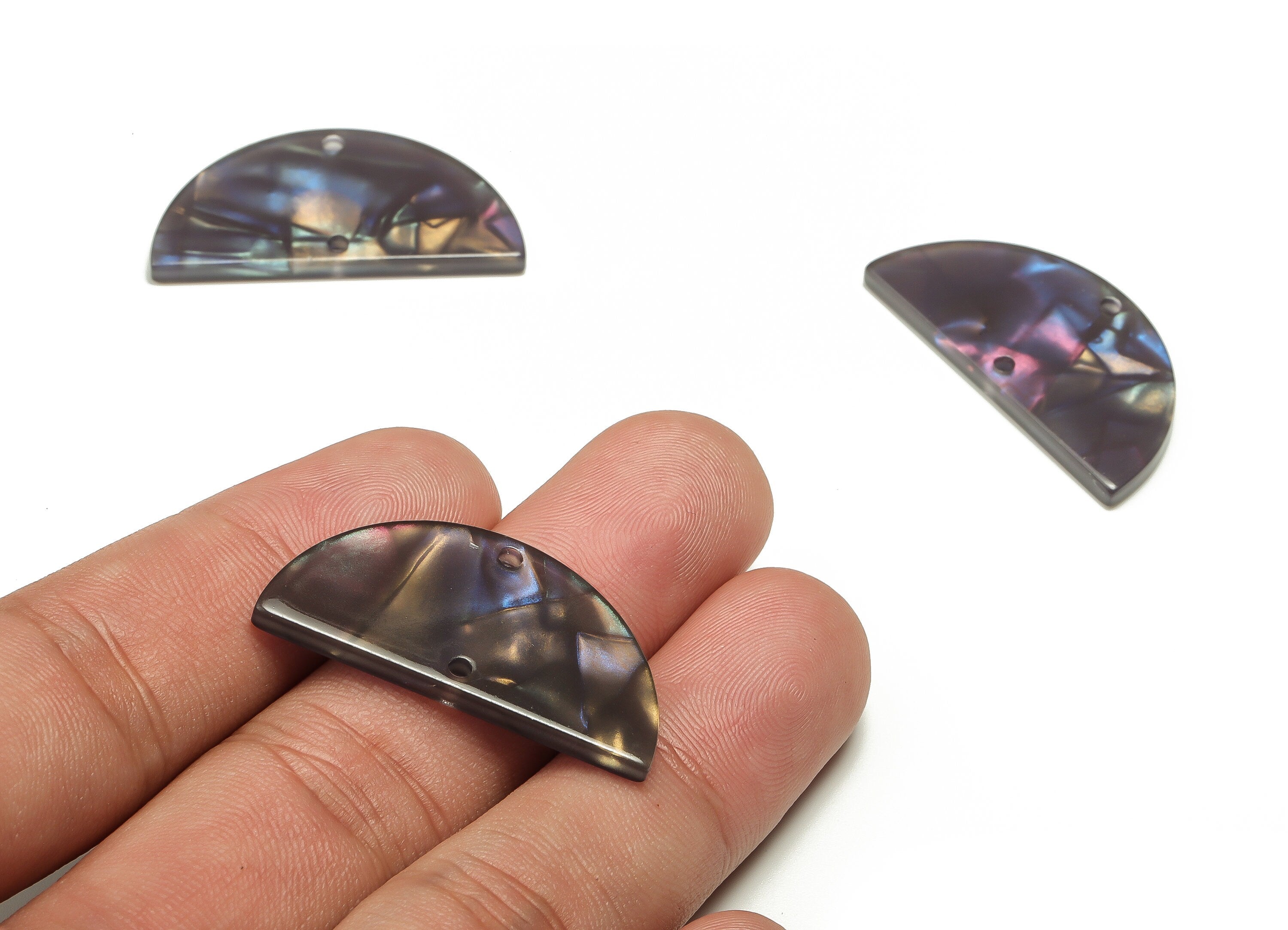 Acrylic D Earring Connector - Semi Circle Earring Connector - 2 Holes- Jewelry Supplies - Color Code:A687 - 33.38x16.72x2.60mm - AC1218-A687 - DOMEDBAZAAR