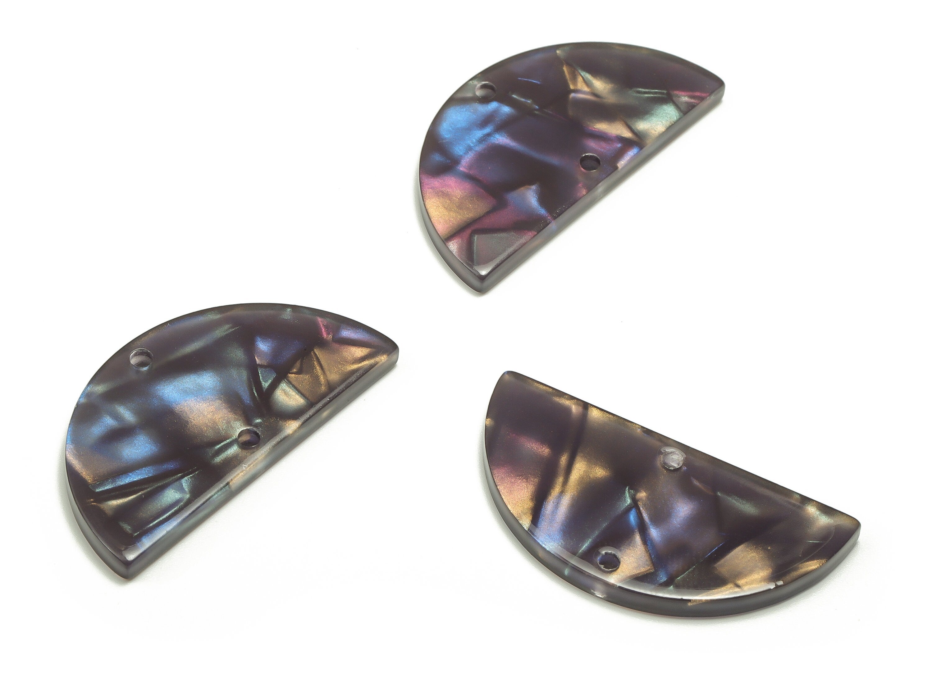 Acrylic D Earring Connector - Semi Circle Earring Connector - 2 Holes- Jewelry Supplies - Color Code:A687 - 33.38x16.72x2.60mm - AC1218-A687 - DOMEDBAZAAR