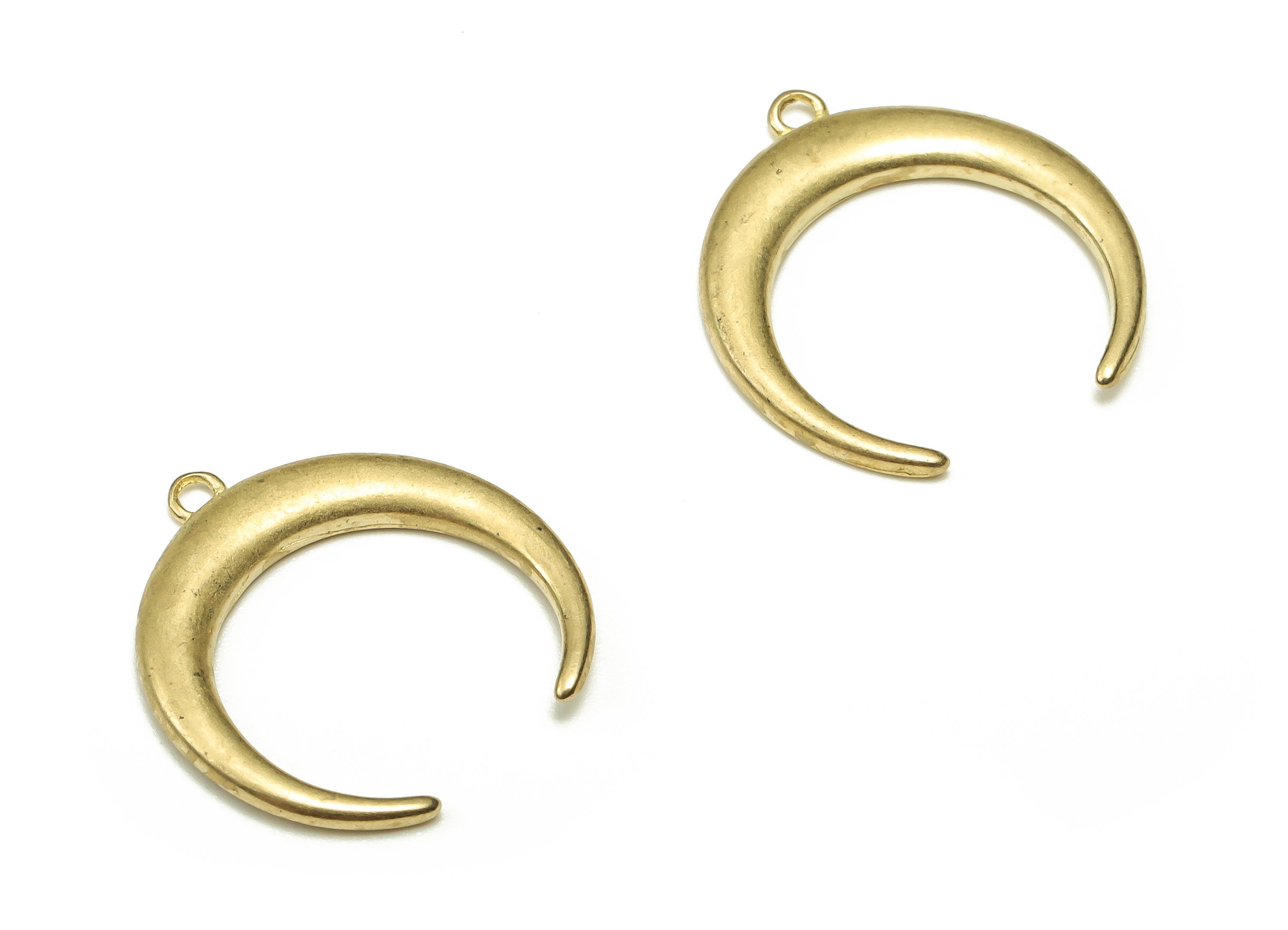 Brass Crescent Earring Charms - Raw Brass Moon Pendant - Earring Finding - Jewelry Making Supplies - 15.46x14.55x1.44mm - PP4459 - DOMEDBAZAAR